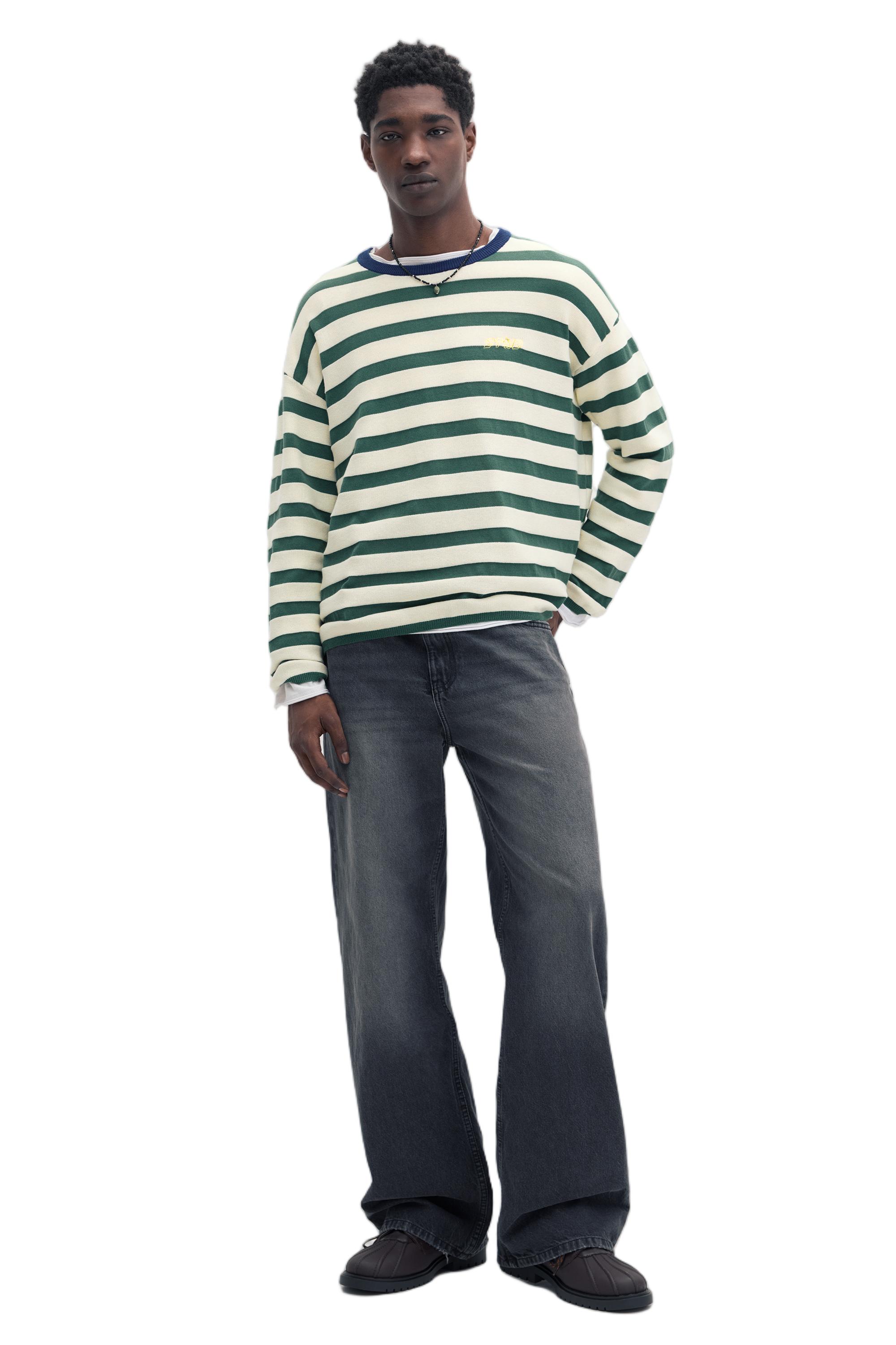 Çizgili örgü tişört - Görsel 12