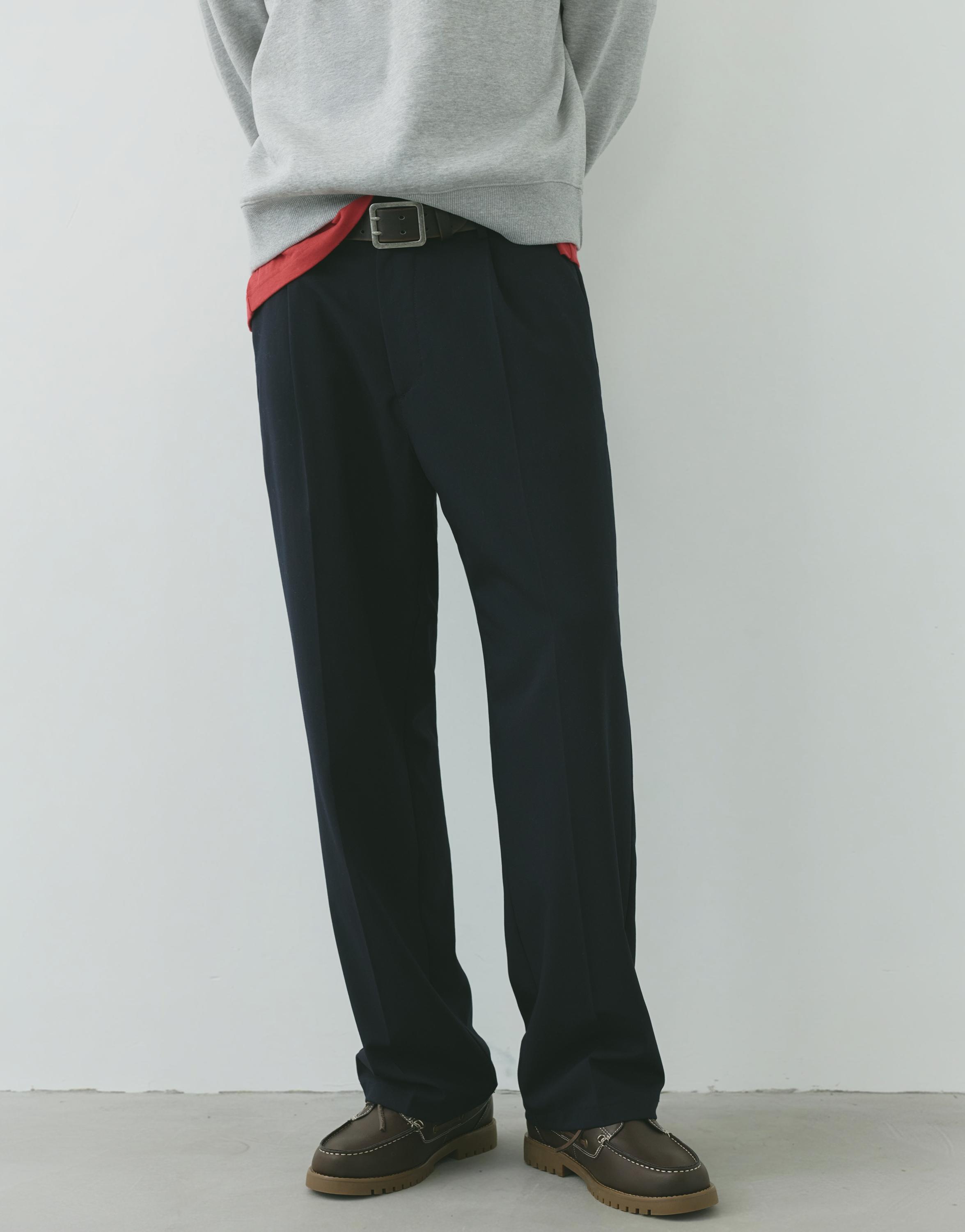 Wide-leg tailored trousers — Navy
