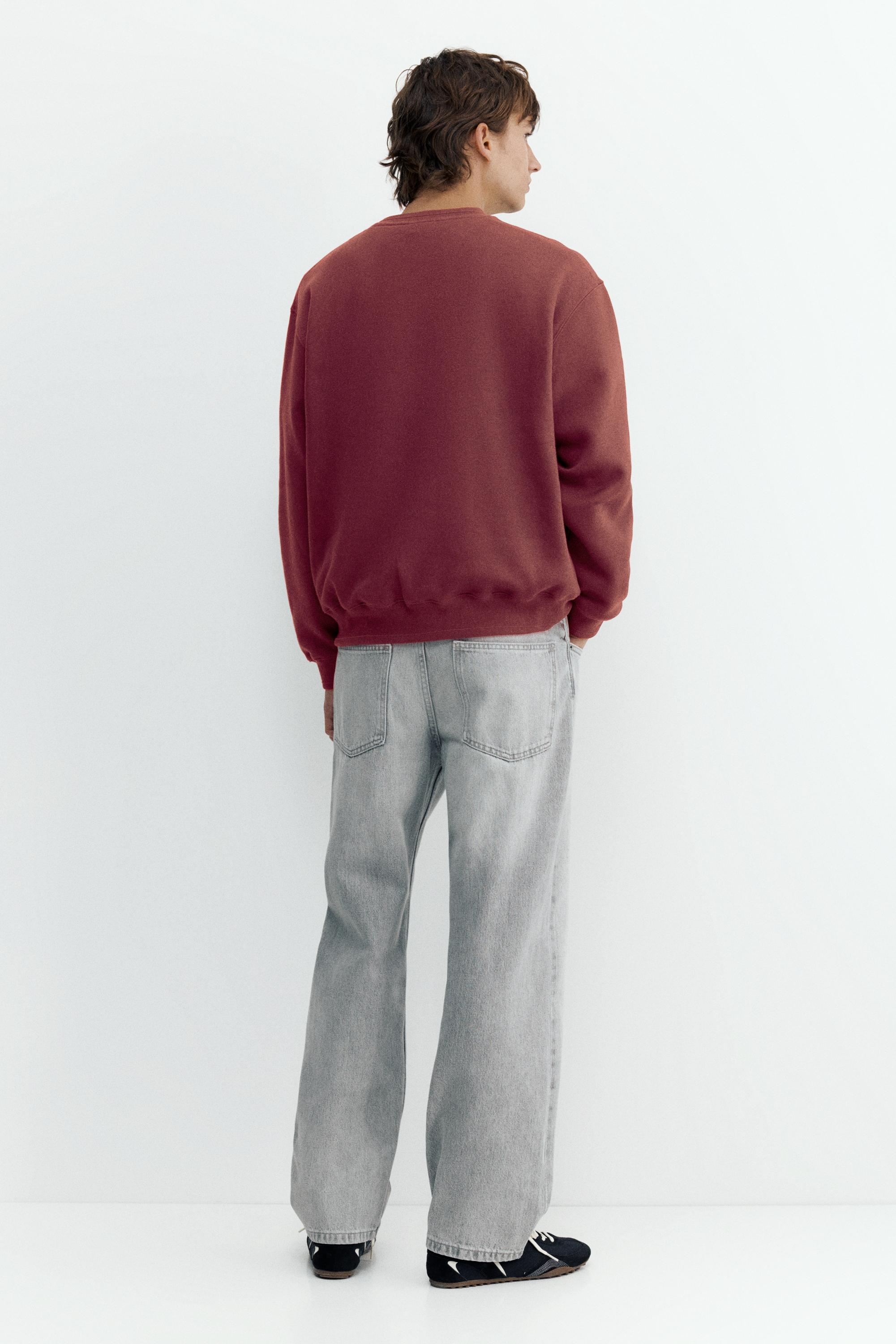 Relaxed fit round neck sweatshirt — Burgundy