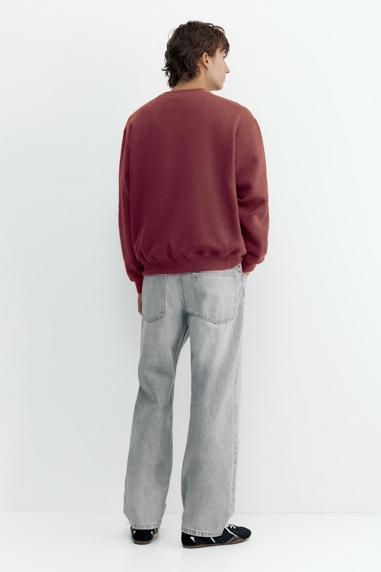 Relaxed fit round neck sweatshirt — Burgundy
