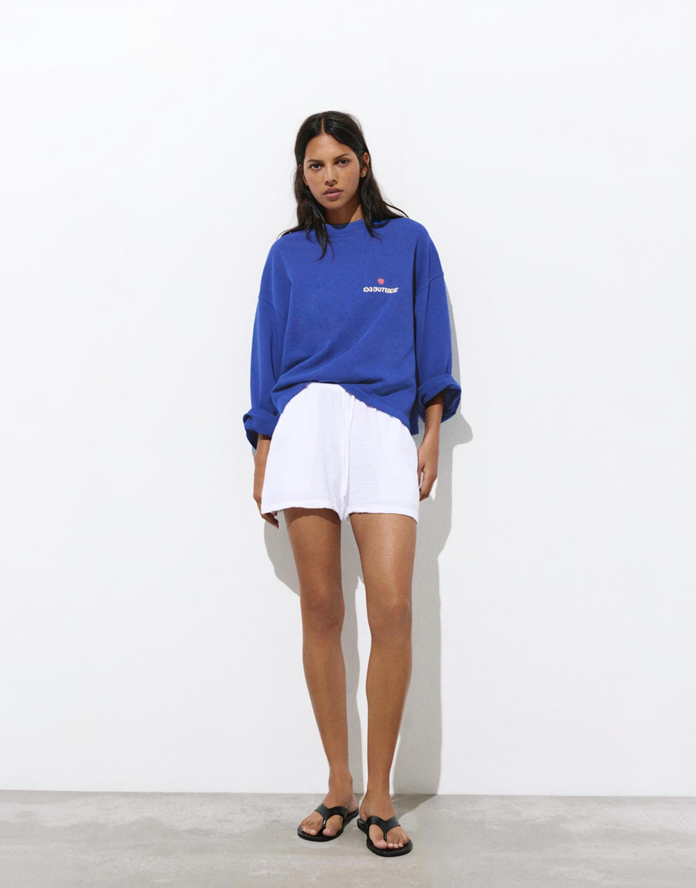 Blue sun graphic sweatshirt — Deep blue