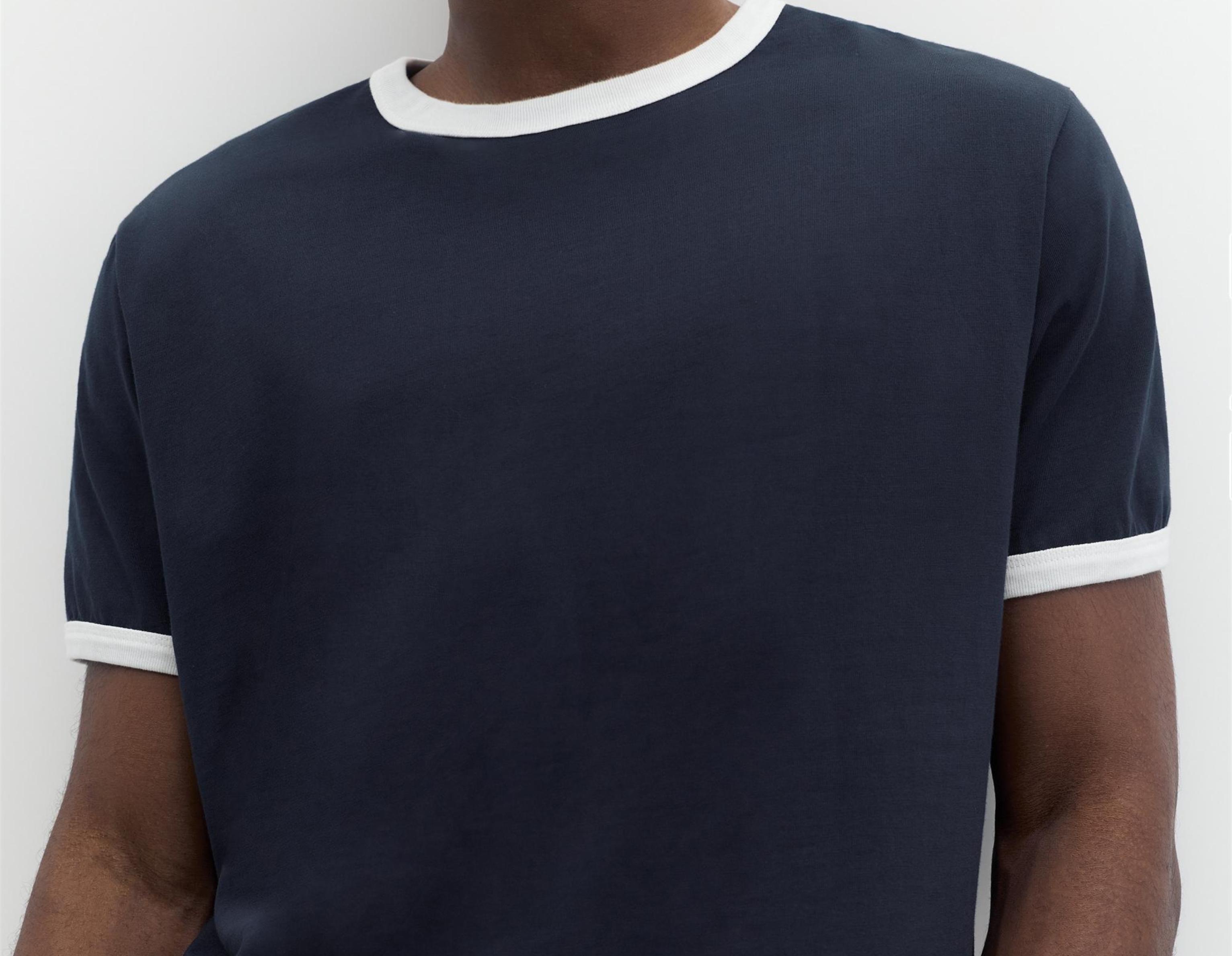 Contrast trim T-shirt — Navy