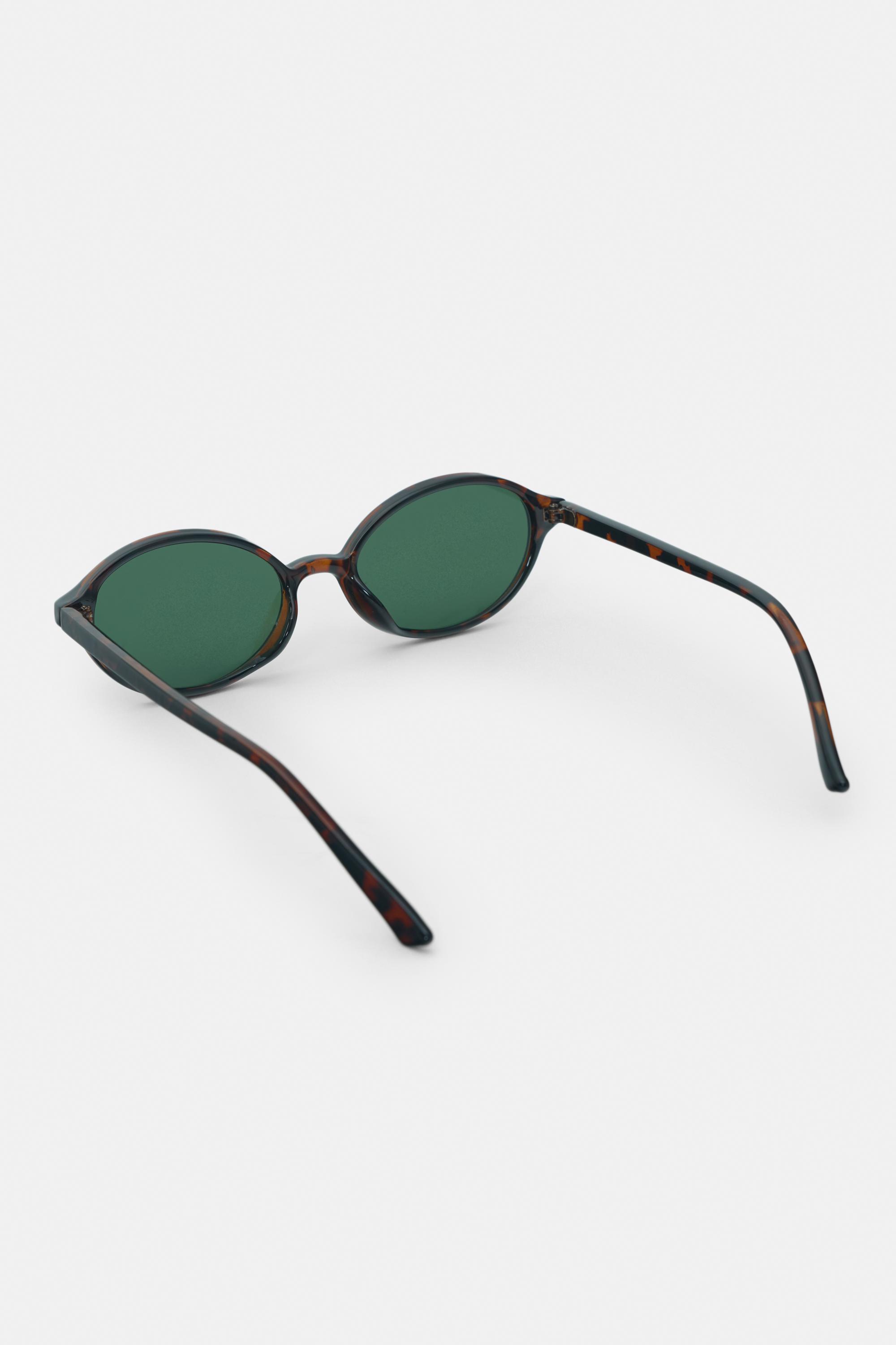 Resin oval sunglasses — Brown