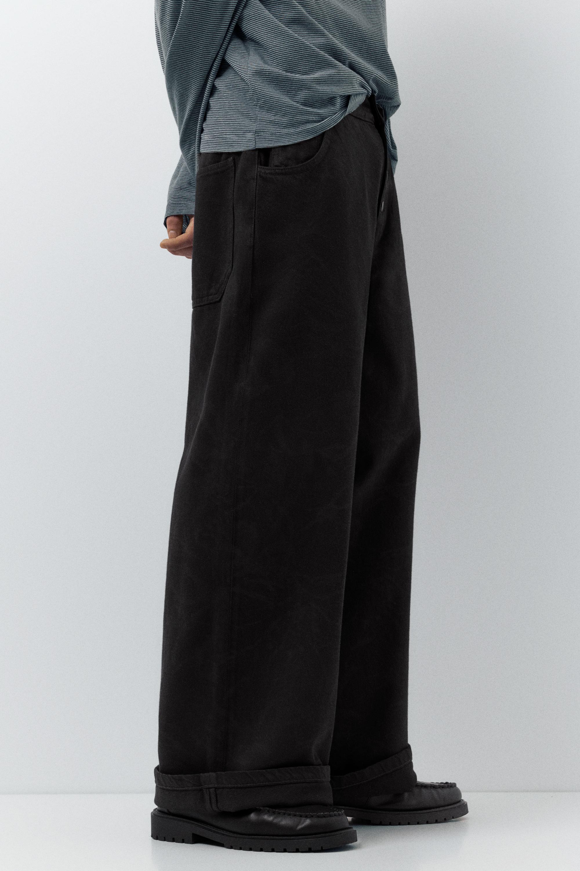 Laser print baggy jeans — Black