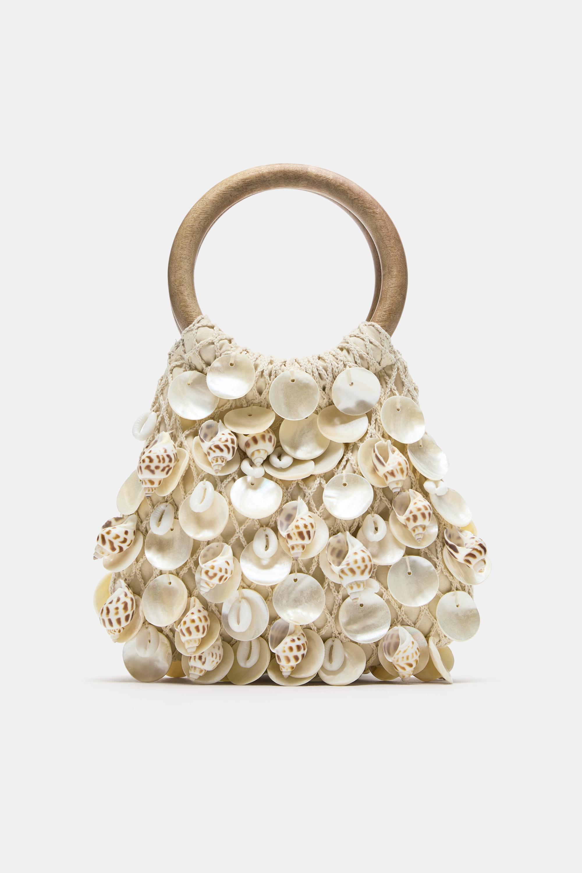 Beaded handbag — Ecru