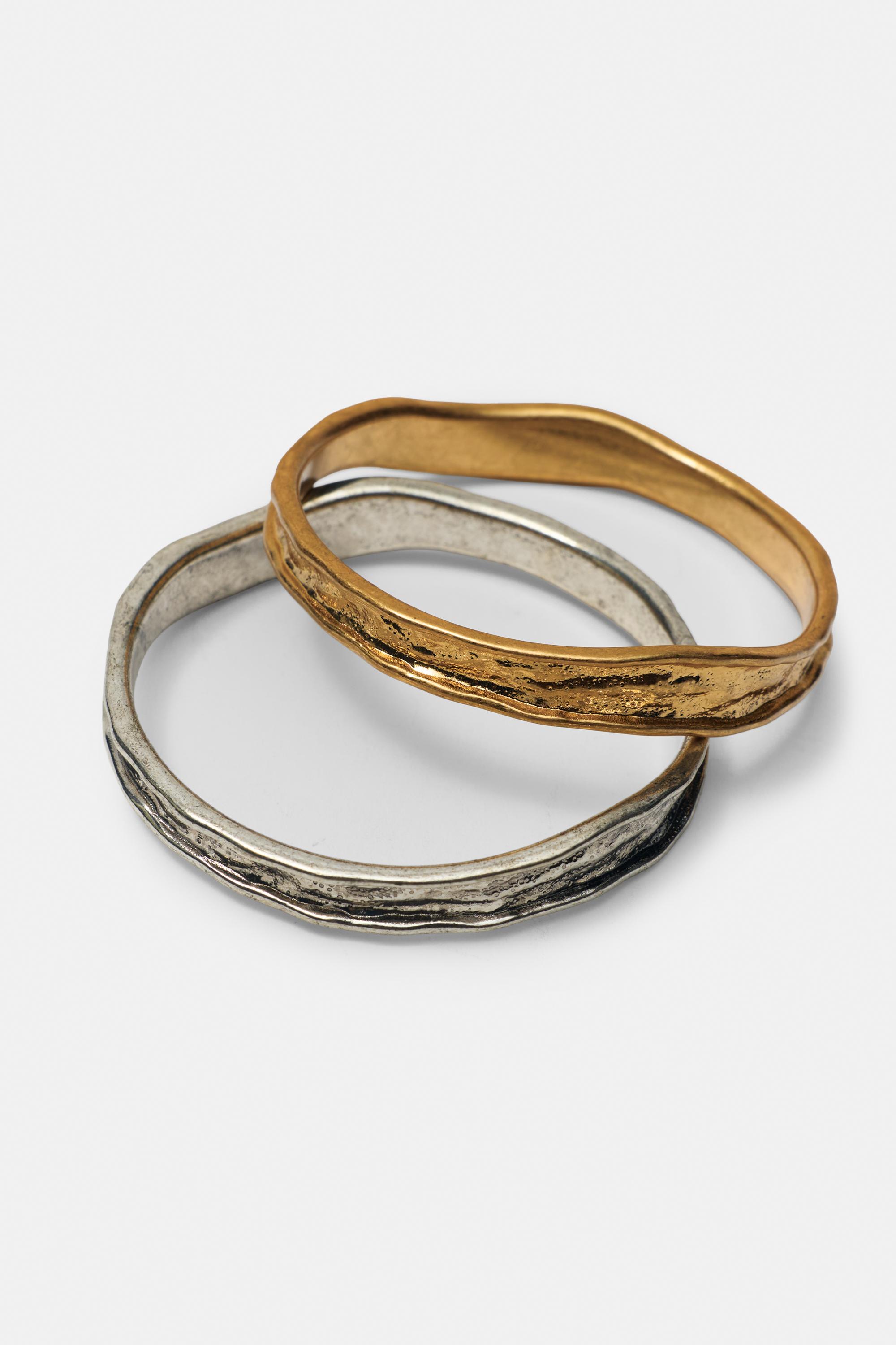 Pack of 2 textured bracelets — Gold