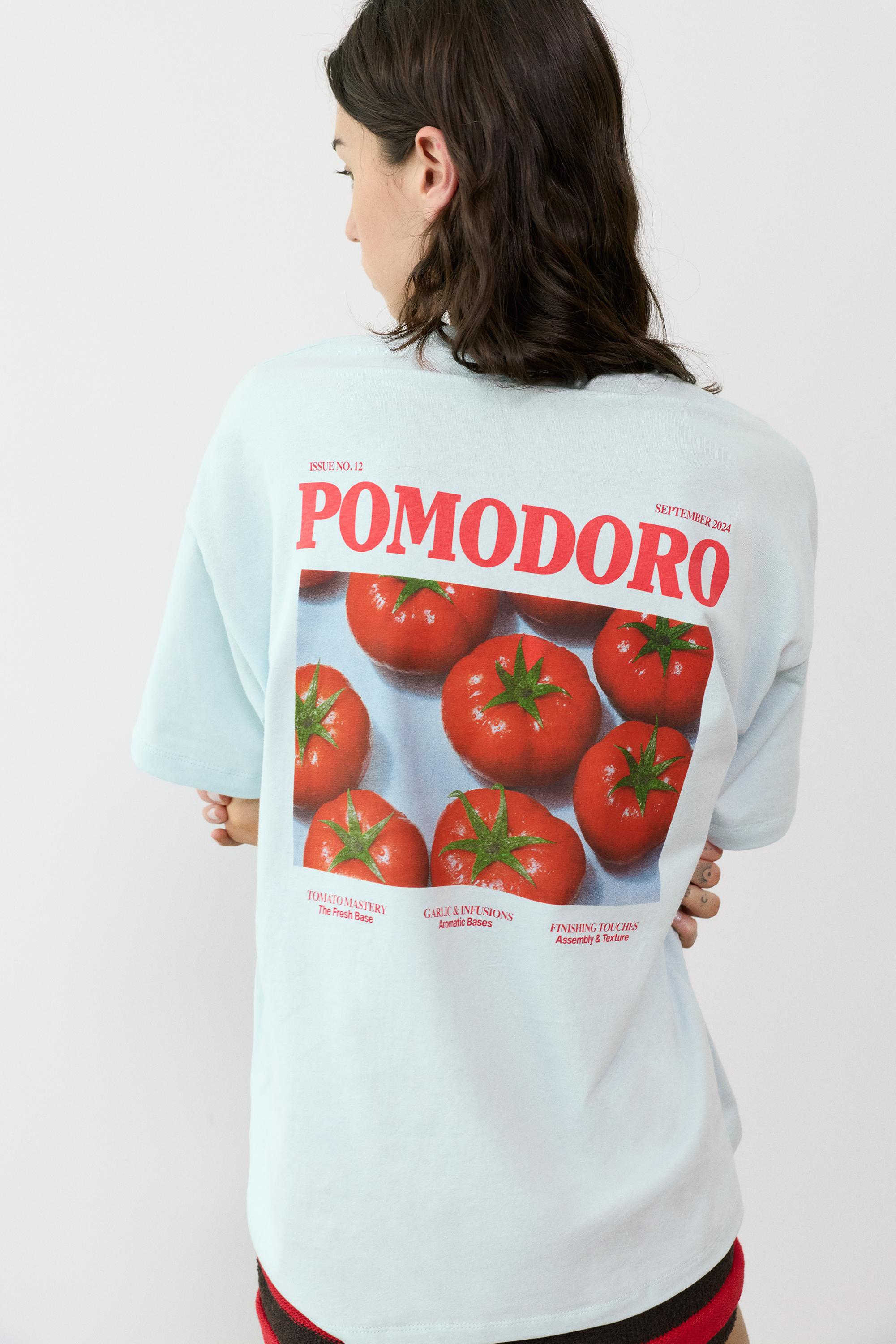 Oversize tomato graphic T-shirt — Pale turquoise