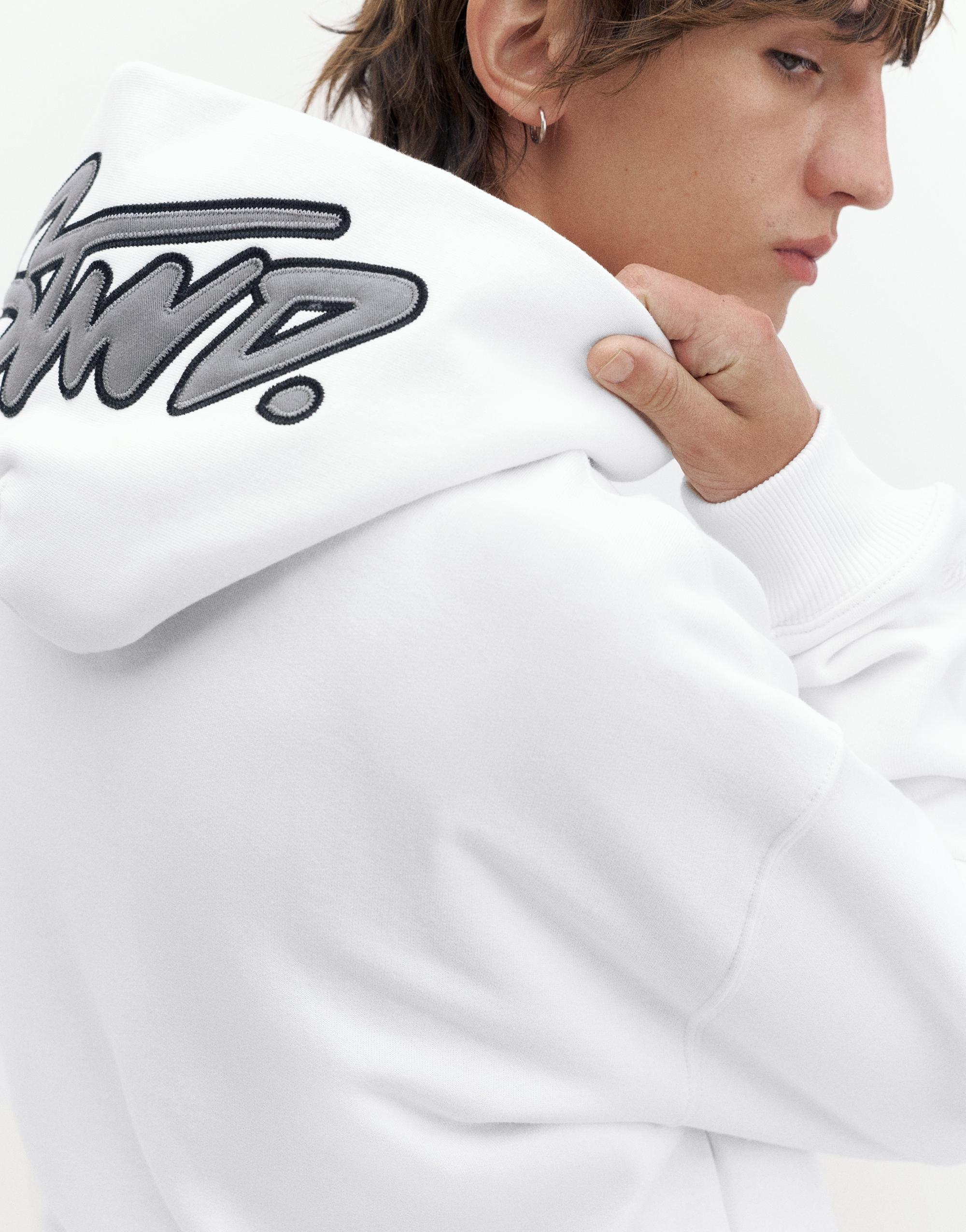 STWD boxy-fit logo hoodie — Off white