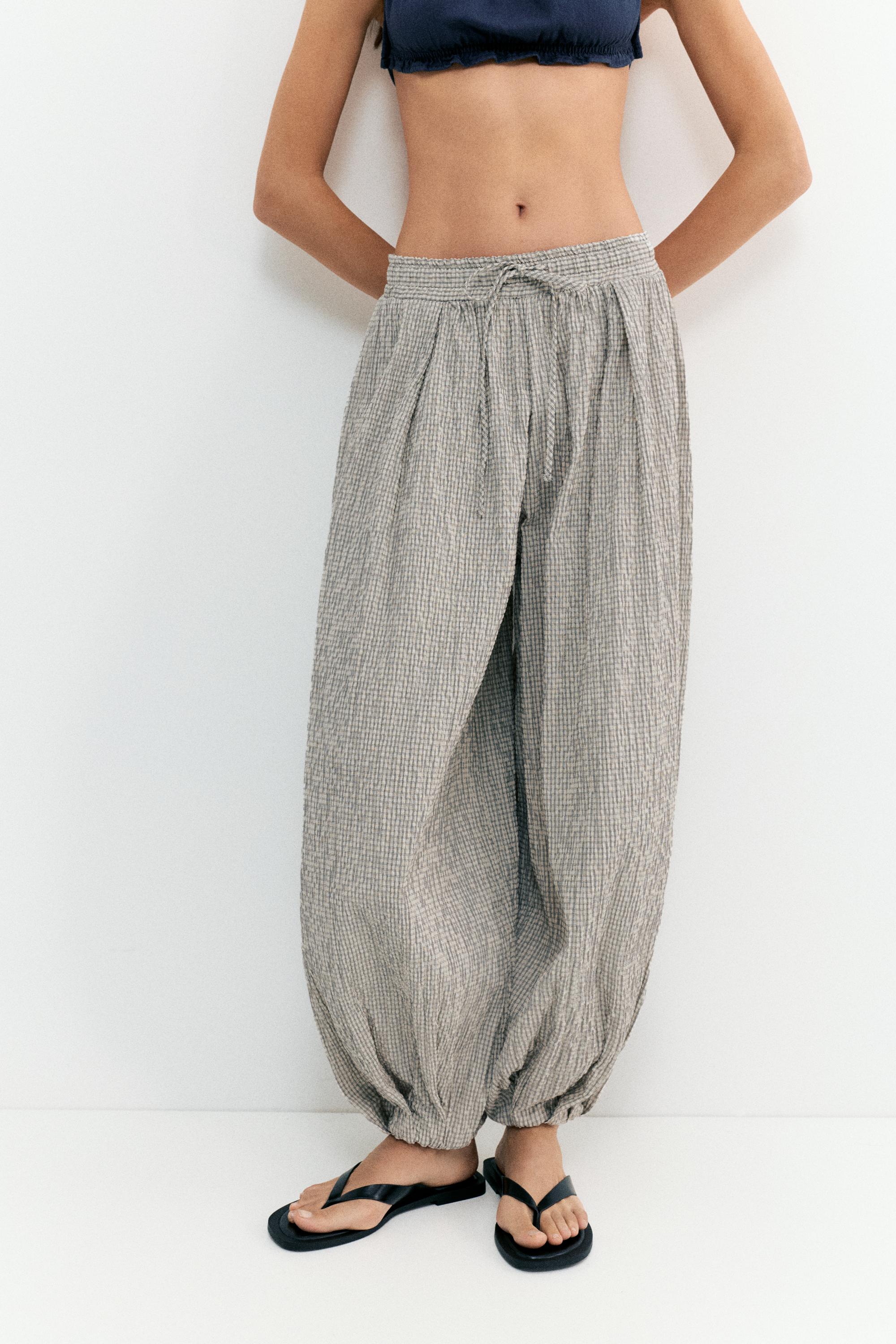 Kareli şalvar pantolon - Görsel 11