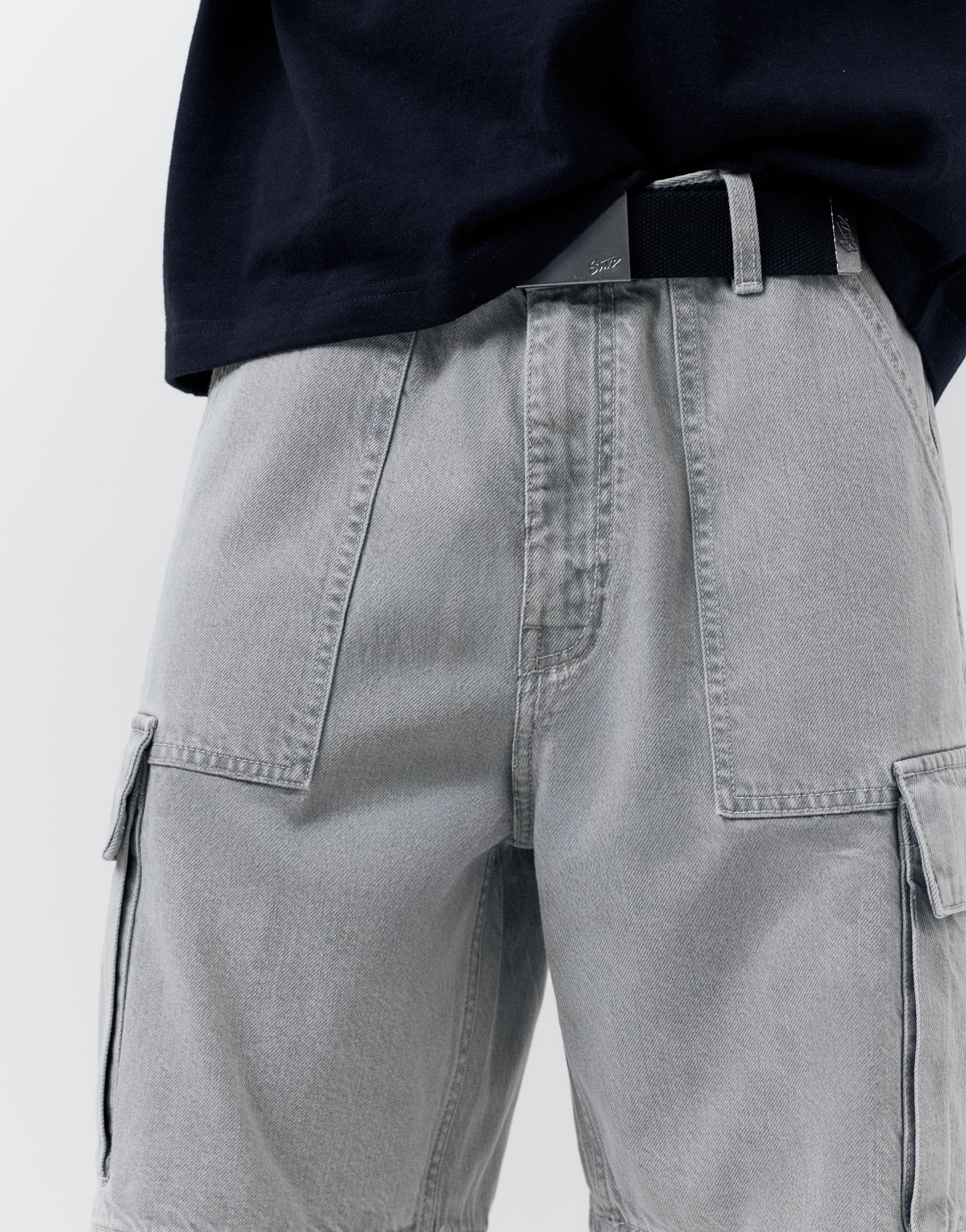 Baggy cargo Bermuda shorts — Pale grey