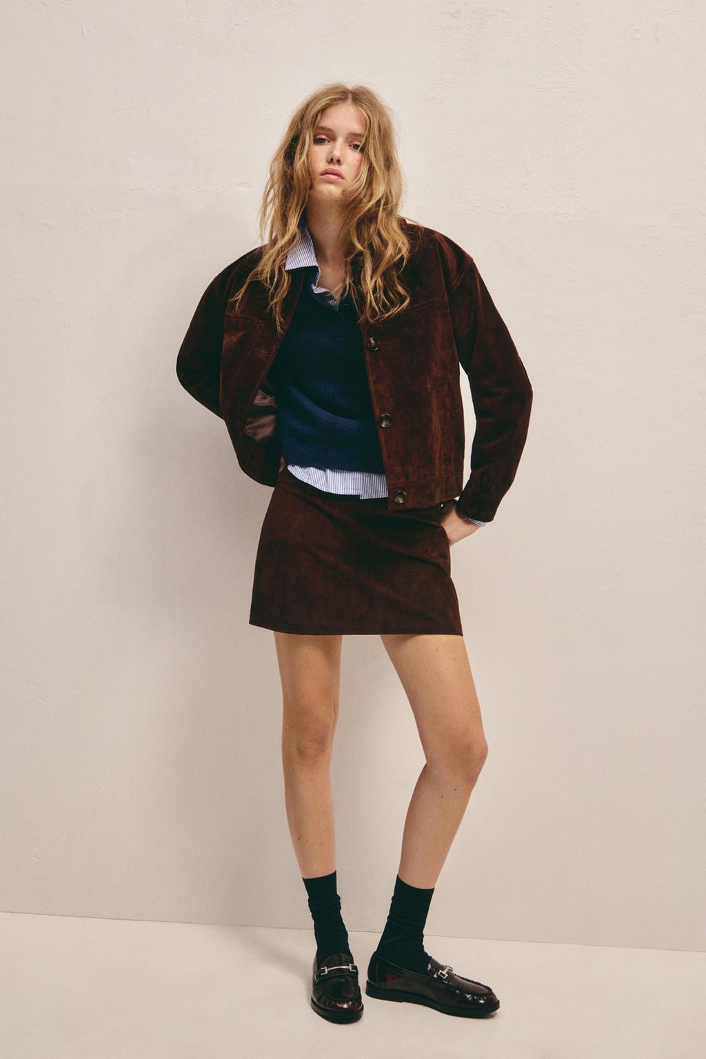 Minigonna 100% pelle scamosciata PULL&BEAR