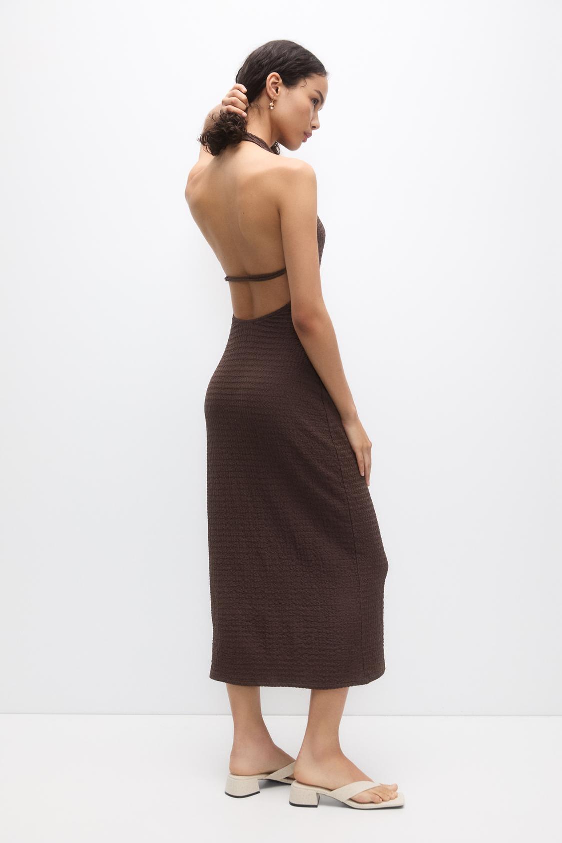 Textured halter midi dress - pull&bear