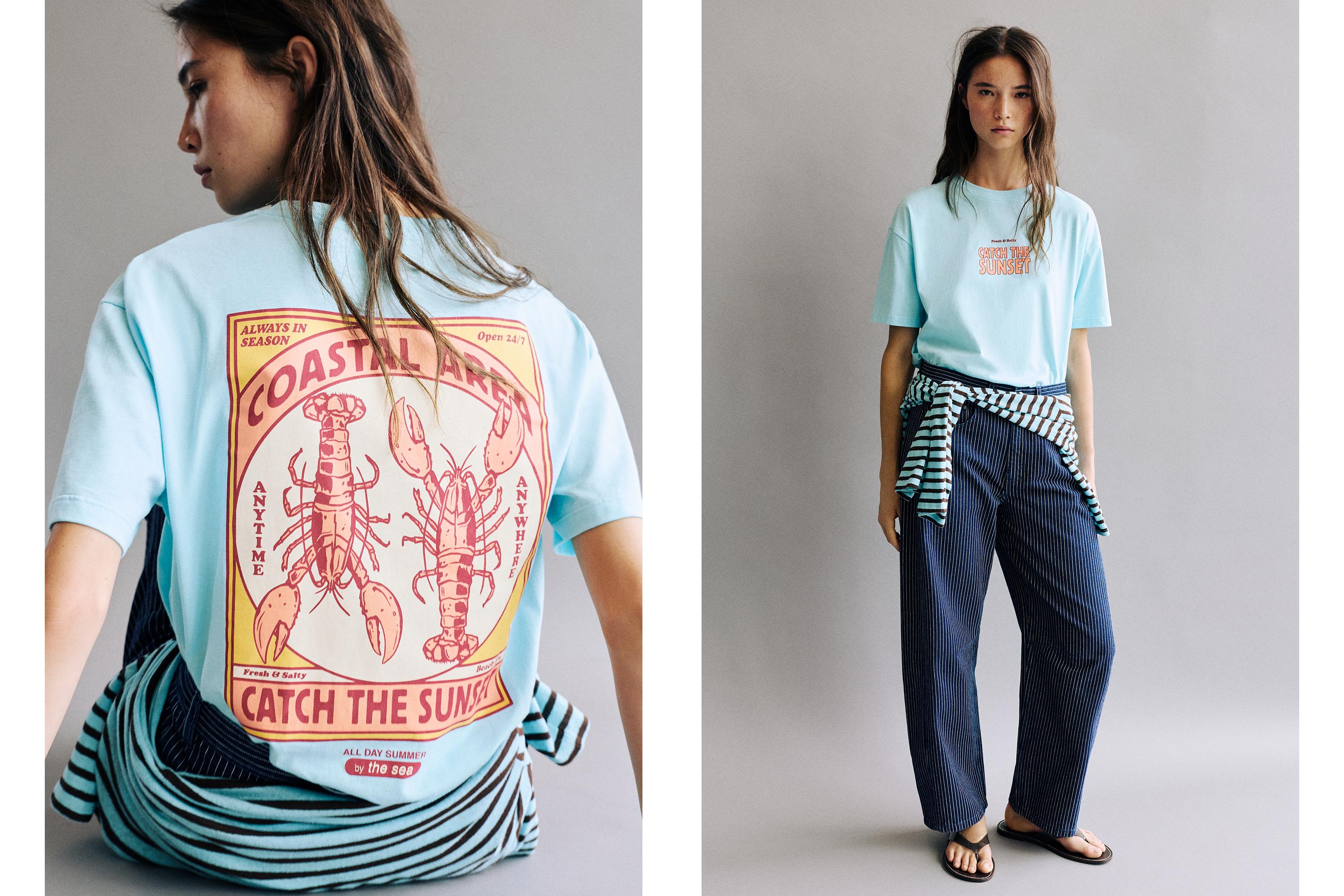 Lobster graphic T-shirt — Turquoise
