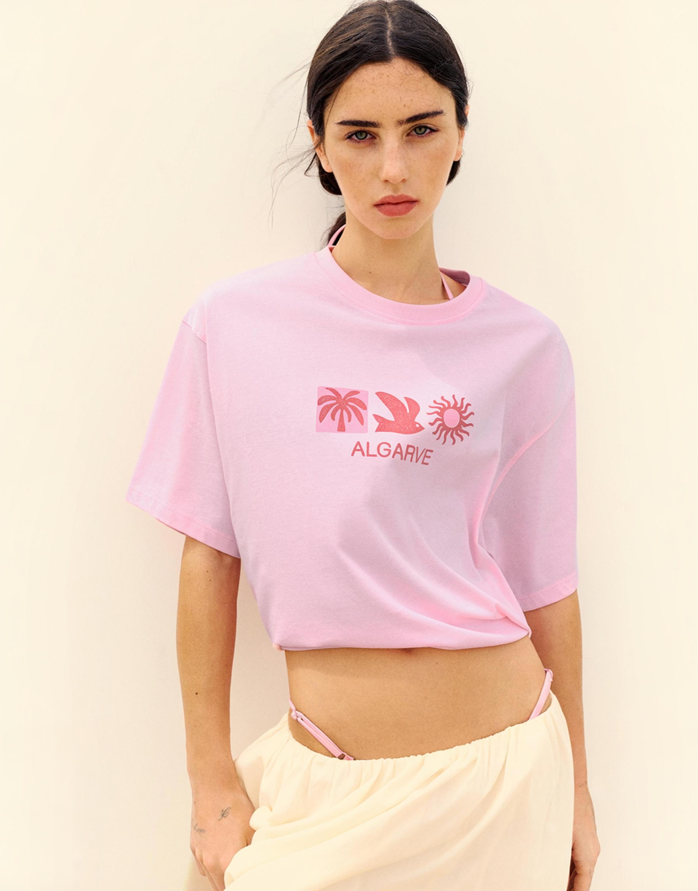 Algarve oversize graphic T-shirt — Pink
