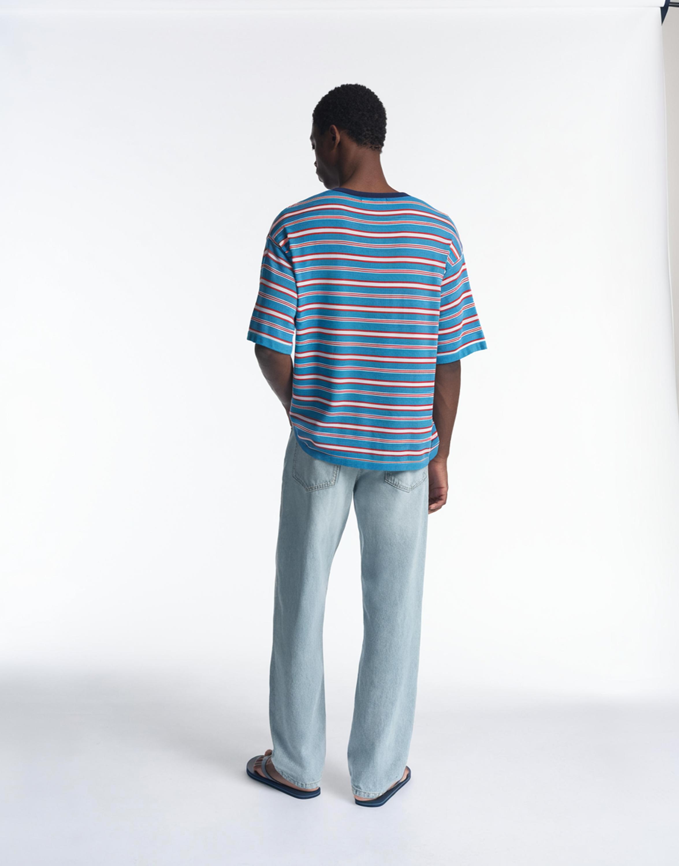 Striped knit T-shirt — Pale blue
