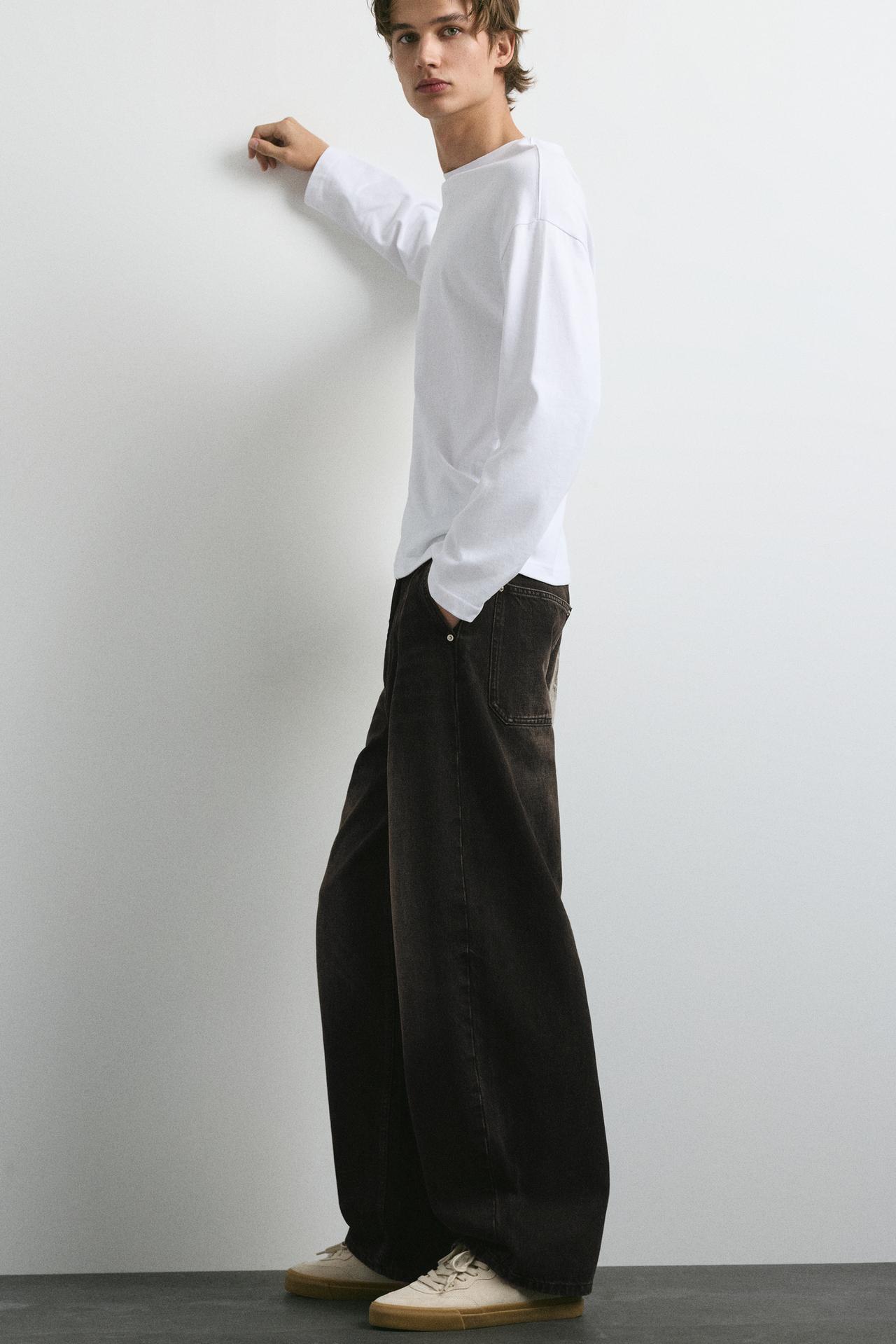 100% cotton barrel jeans — Faded black