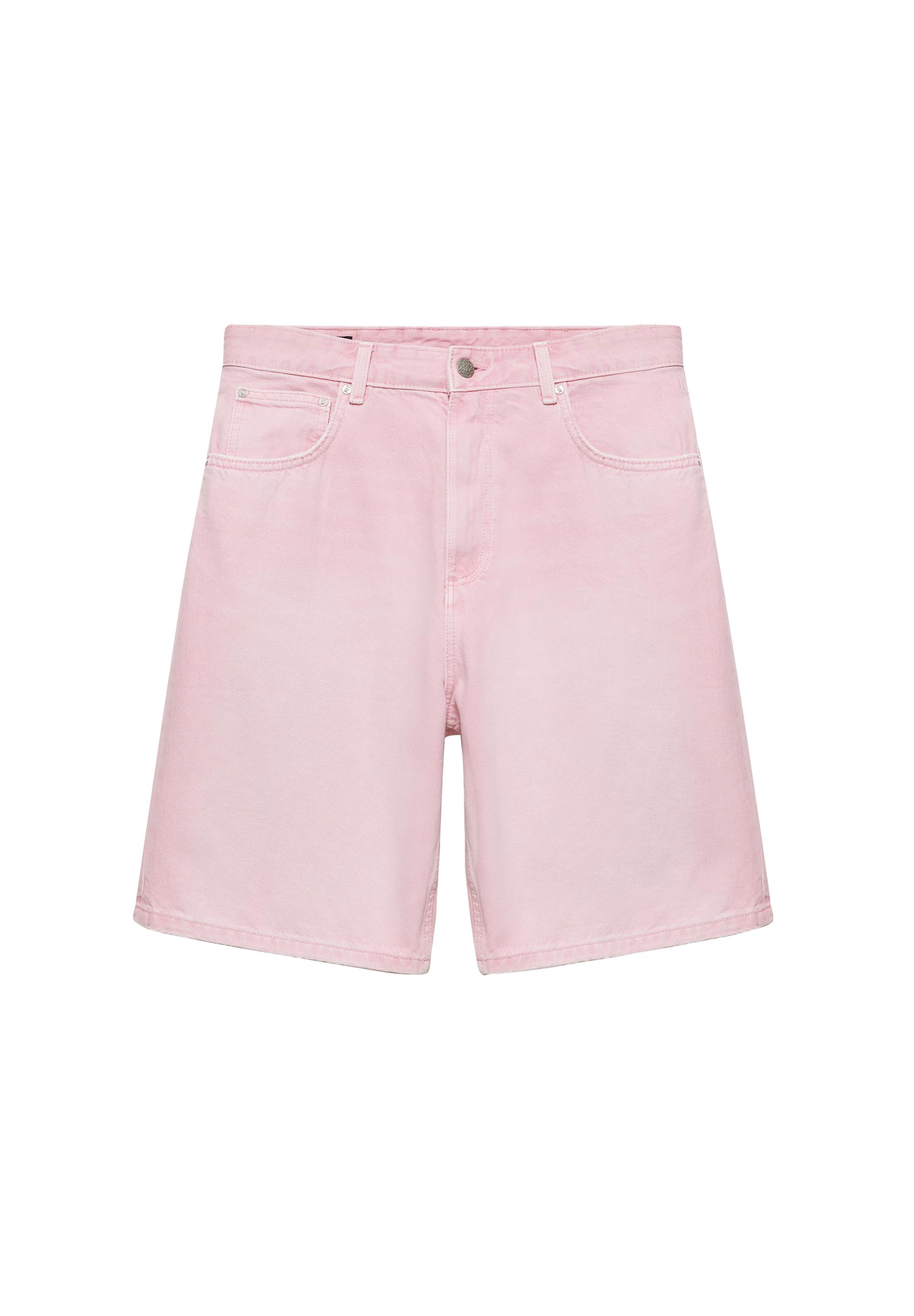 Baggy denim Bermuda shorts — Rose pink