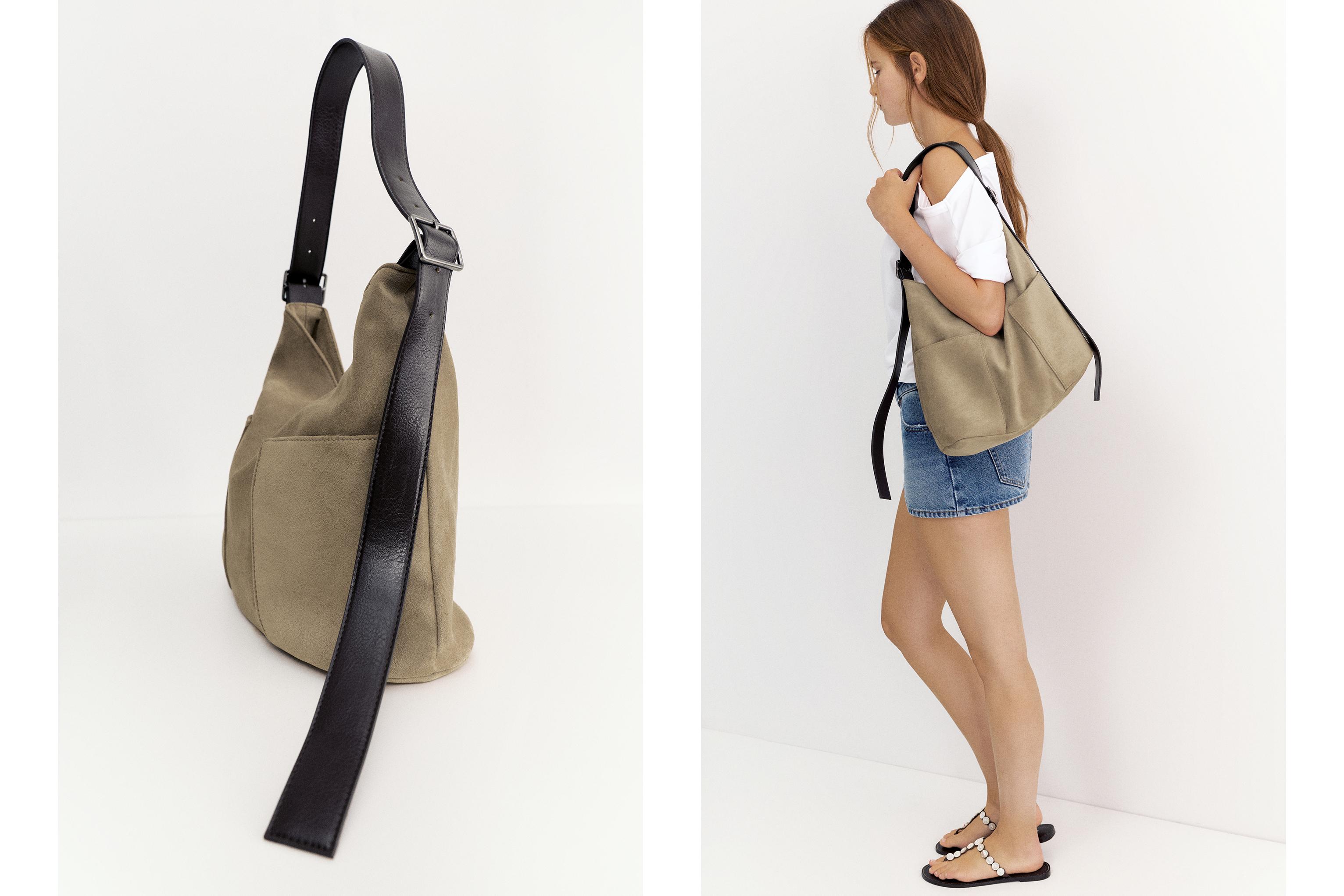 Contrasting shopper bag — Taupe