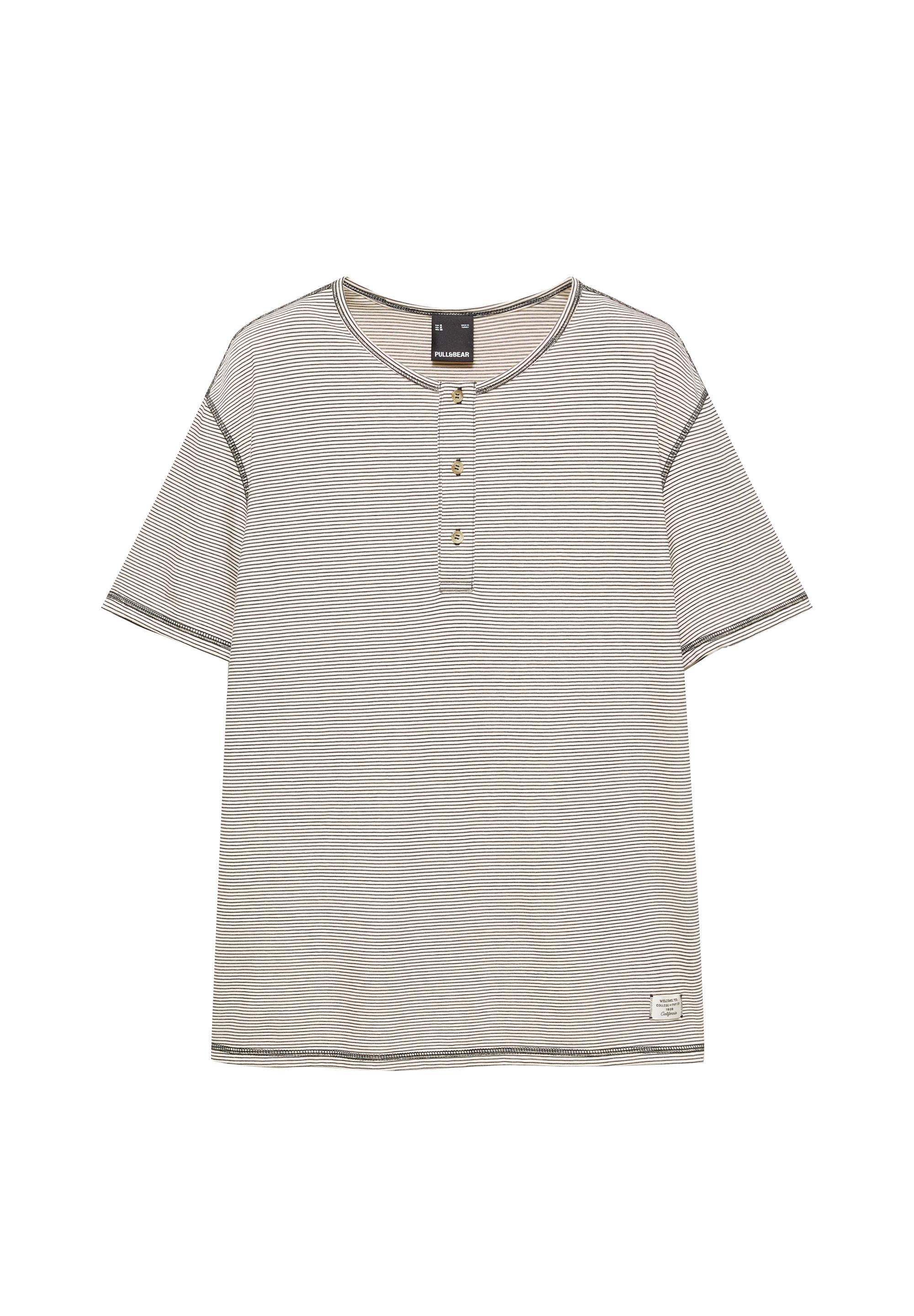 Striped henley neck T-shirt — Striped