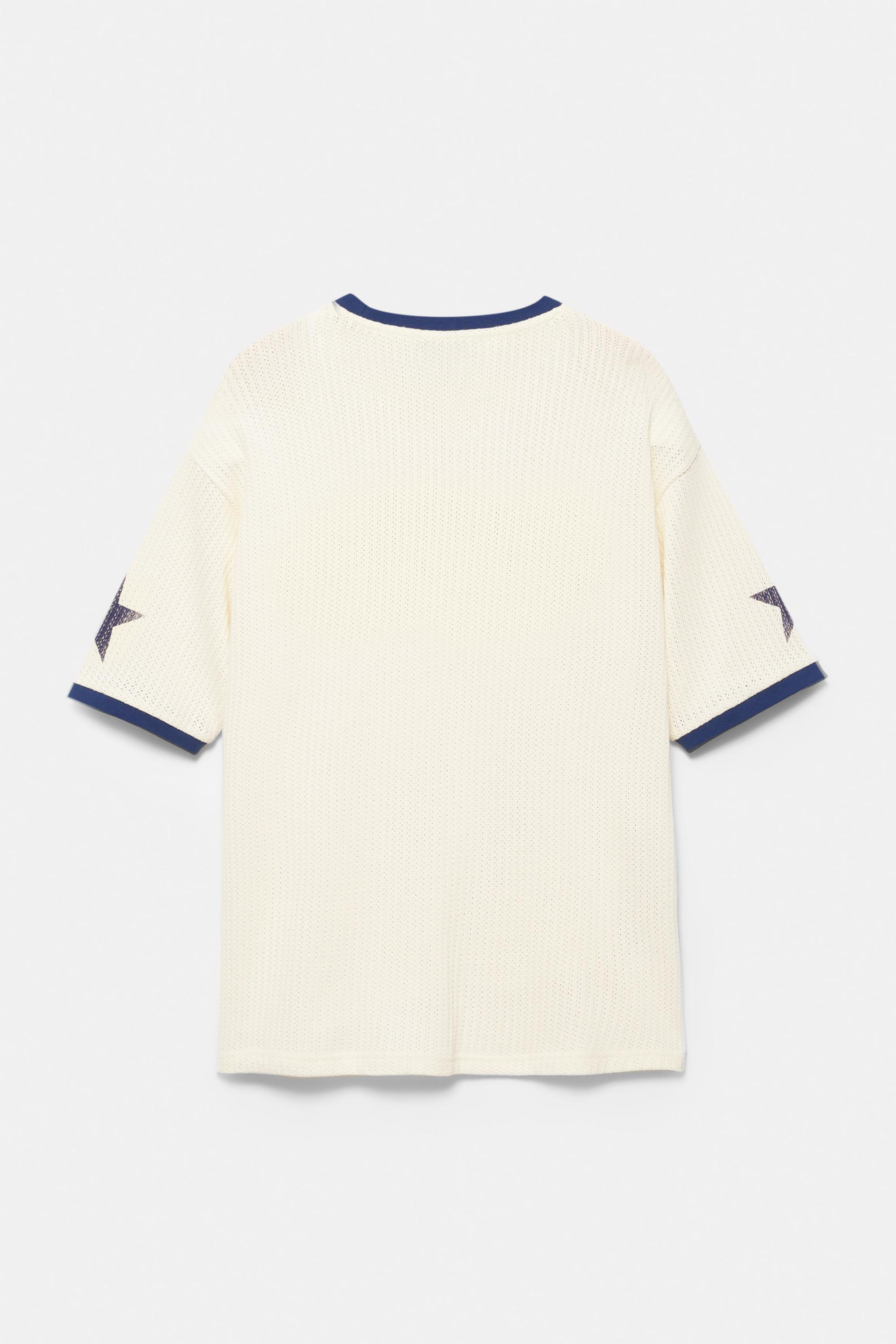 Grafik desenli kısa kollu süveter - Görsel 3