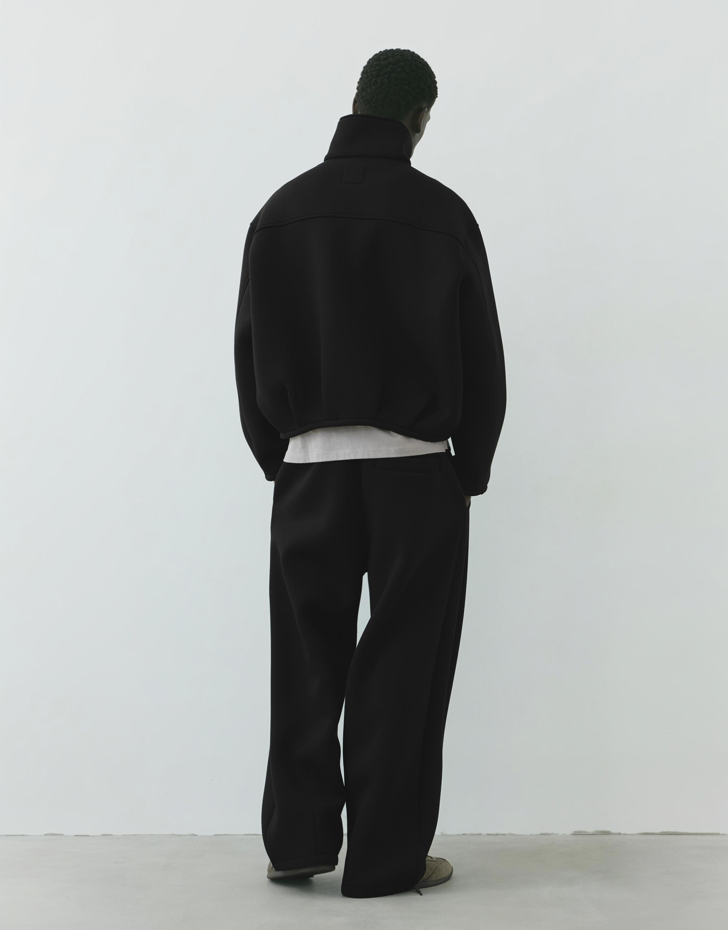 Neoprene-effect zip-up jacket — Black