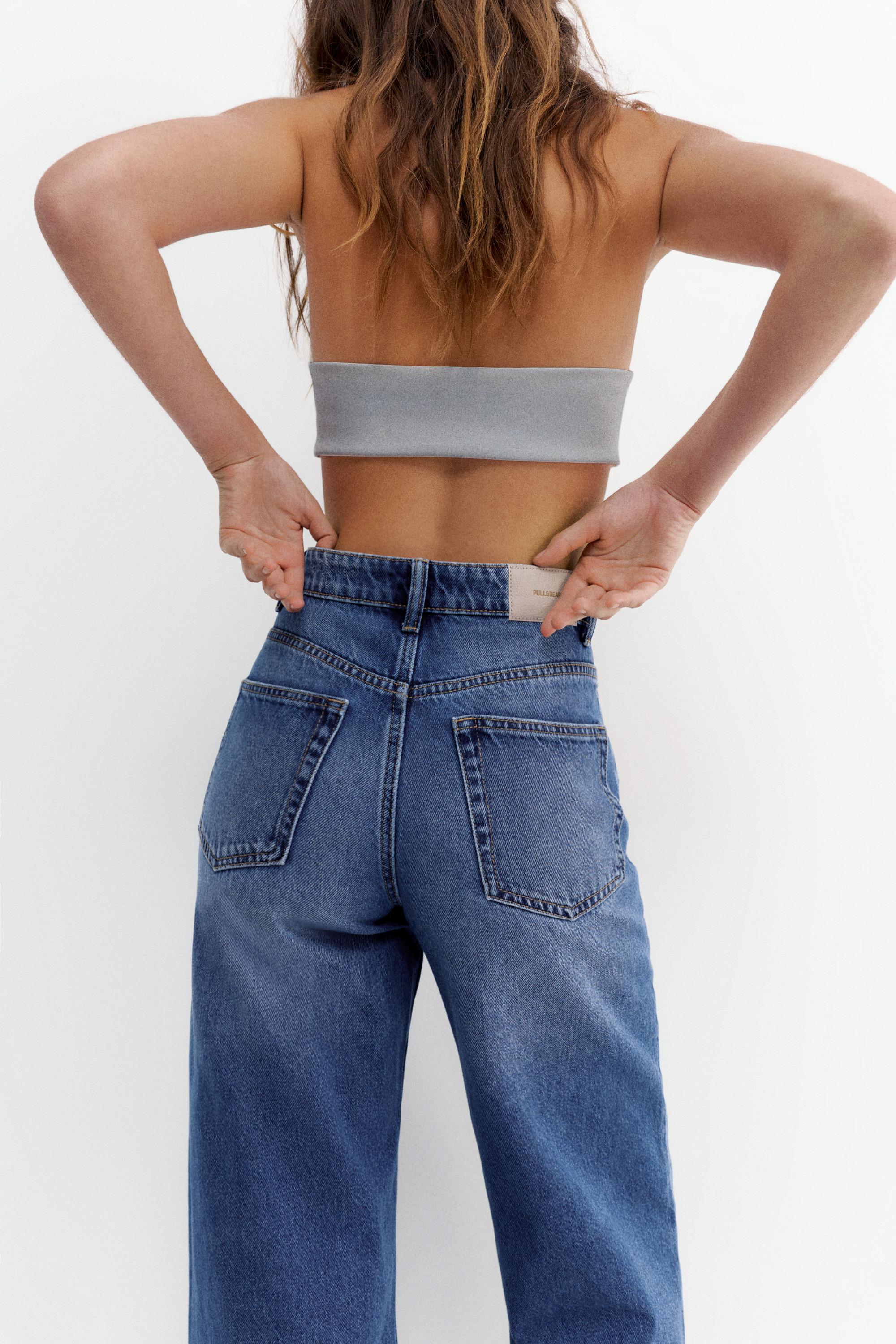 High-waist wide-leg jeans — Medium blue