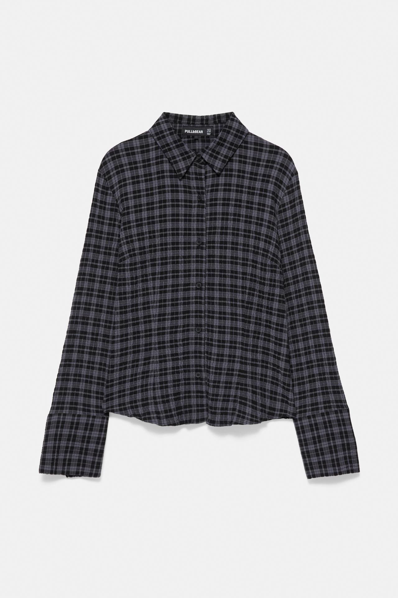 Darted check shirt — Anthracite grey