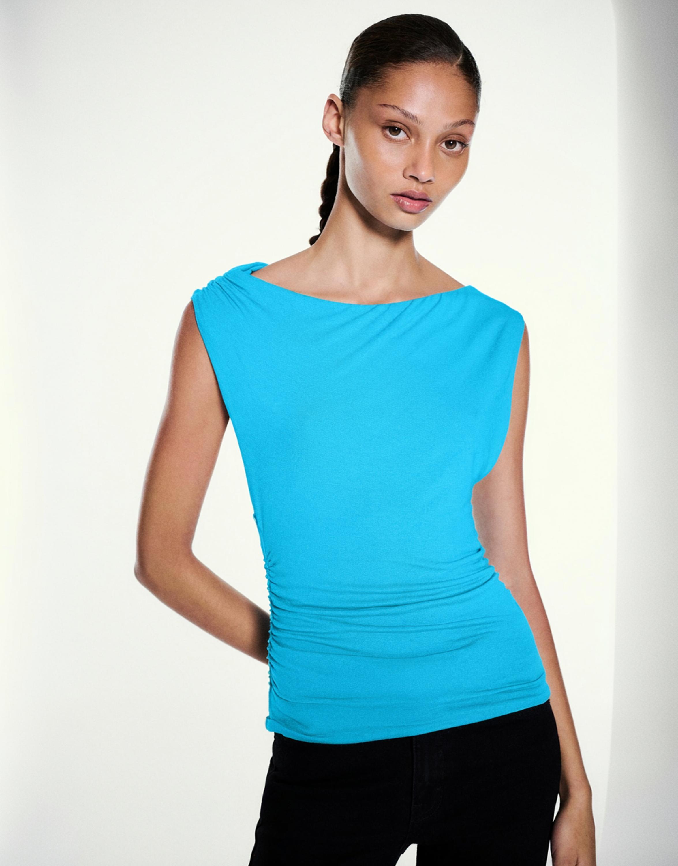 Gathered asymmetric top — Turquoise