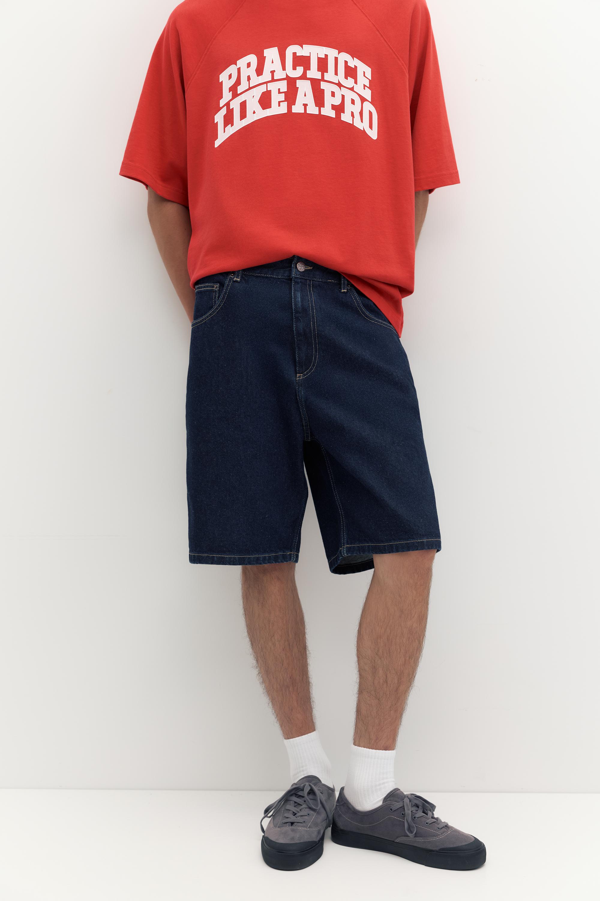 Baggy denim Bermuda shorts — Navy