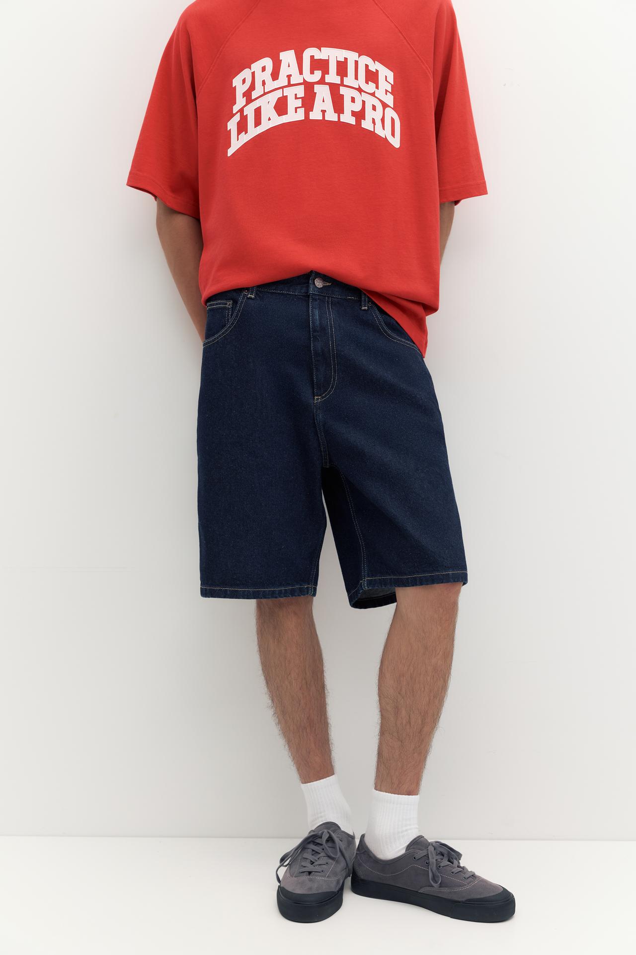 Baggy denim Bermuda shorts — Navy