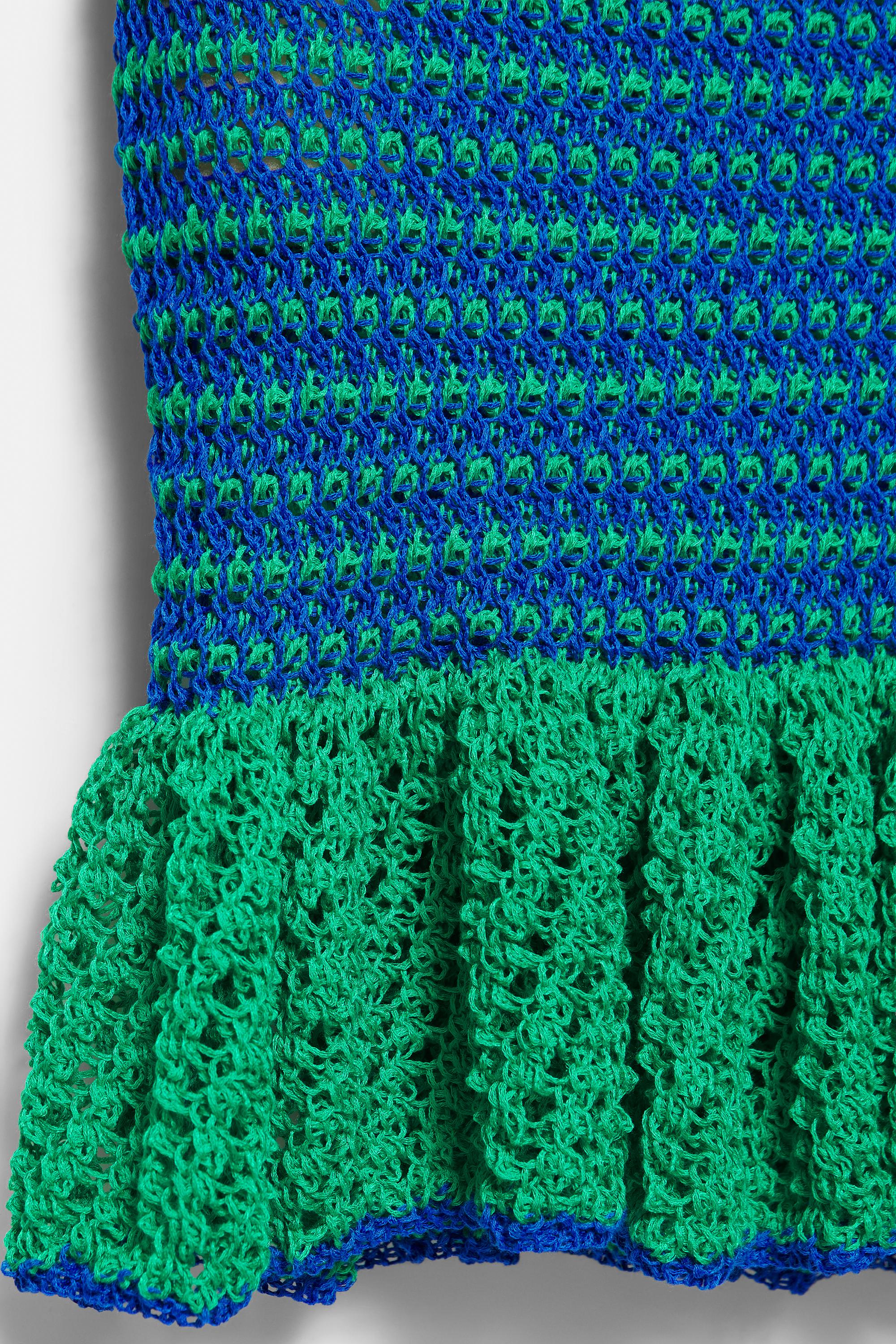 Ruffled crochet mini skirt — Green (alternate view)