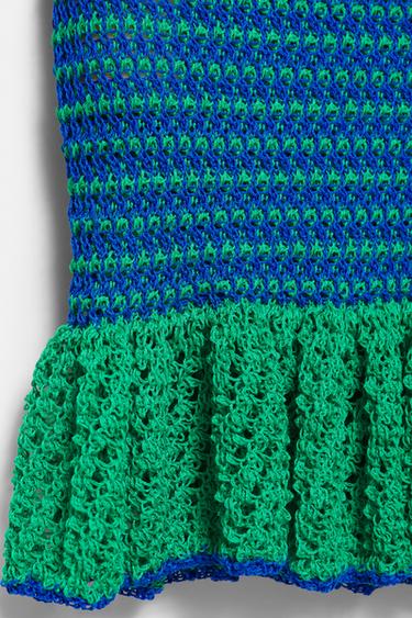 Ruffled crochet mini skirt — Green 8