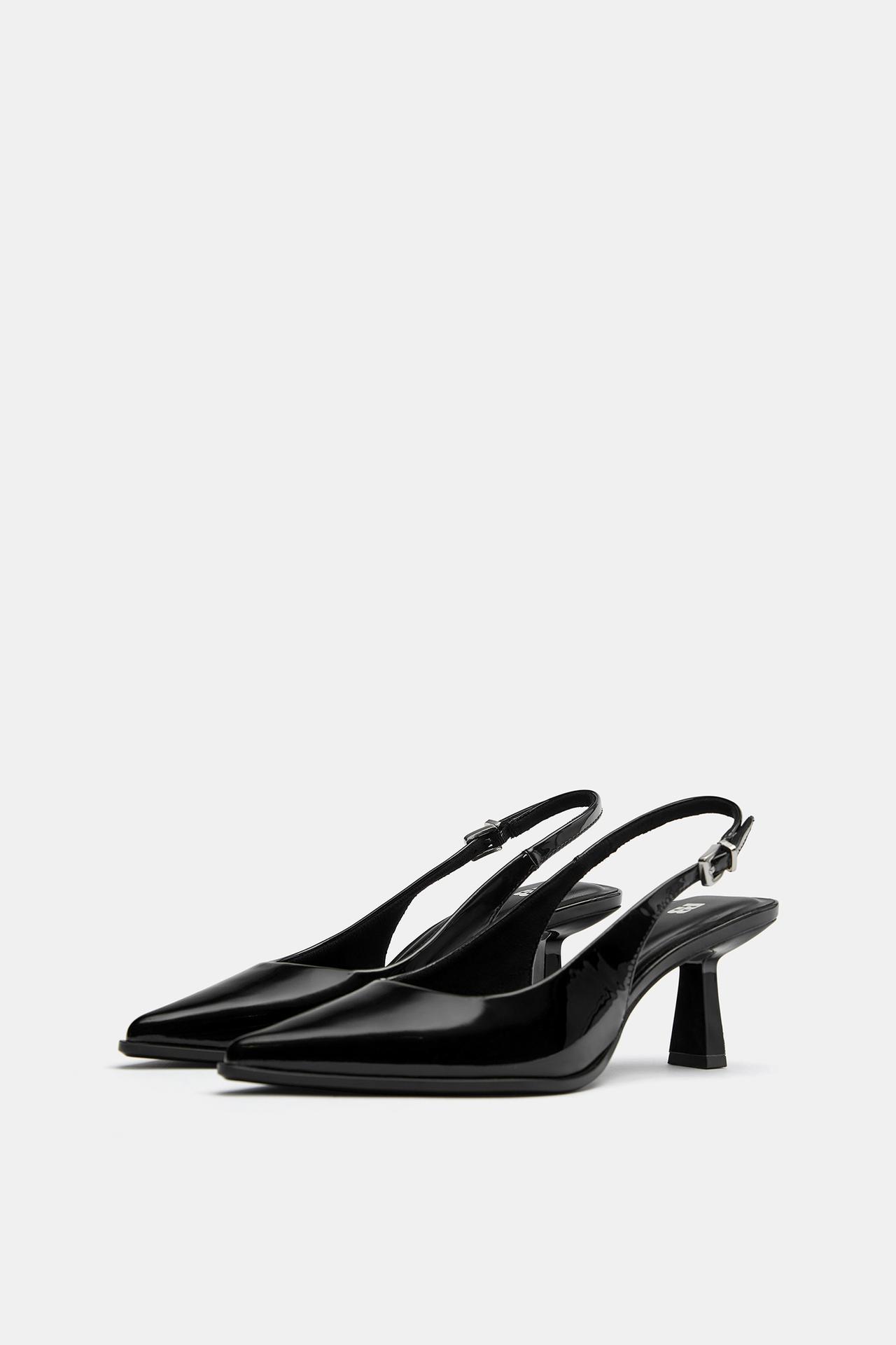 Patent slingback heels — Black