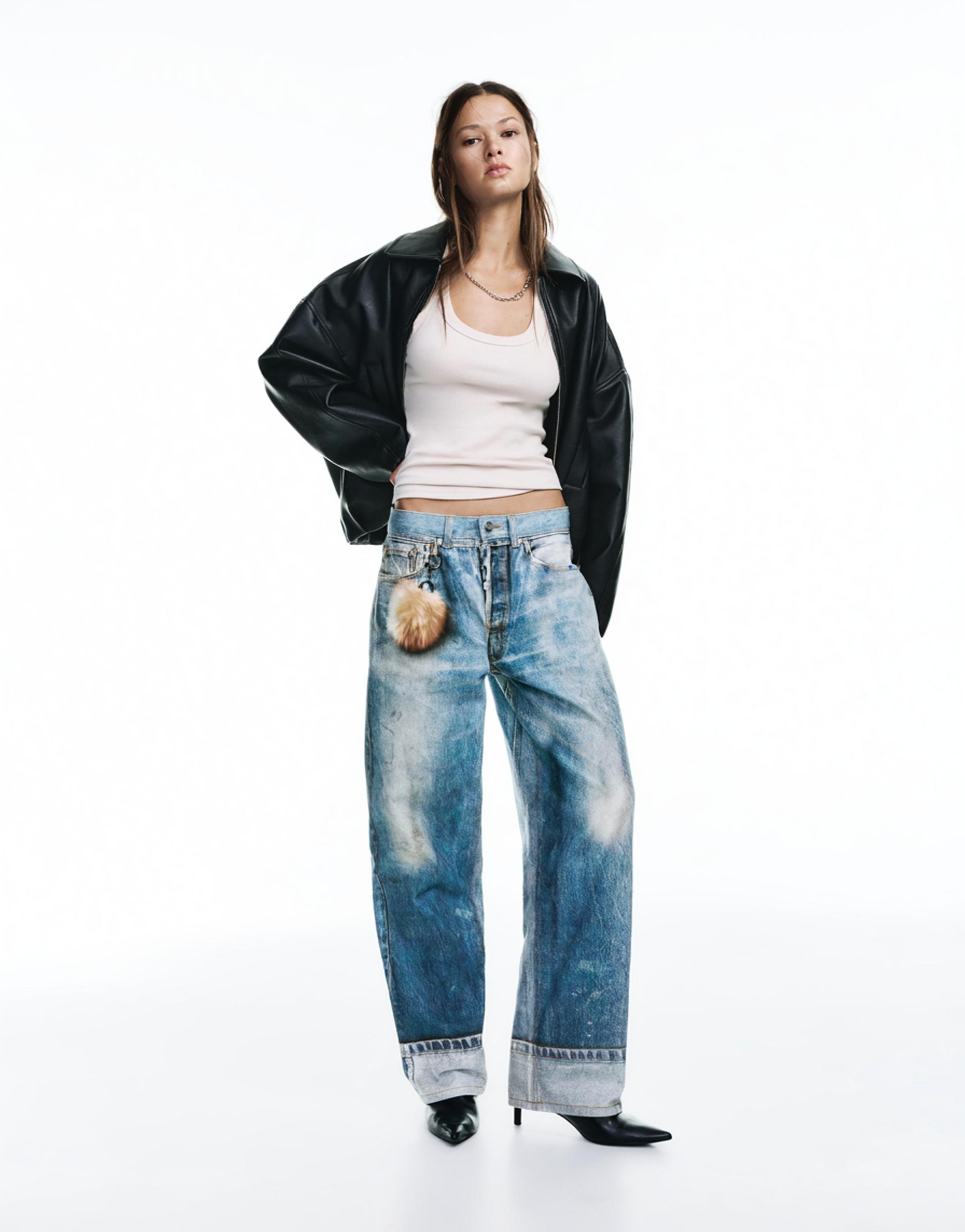 Baggy print jeans — Blue