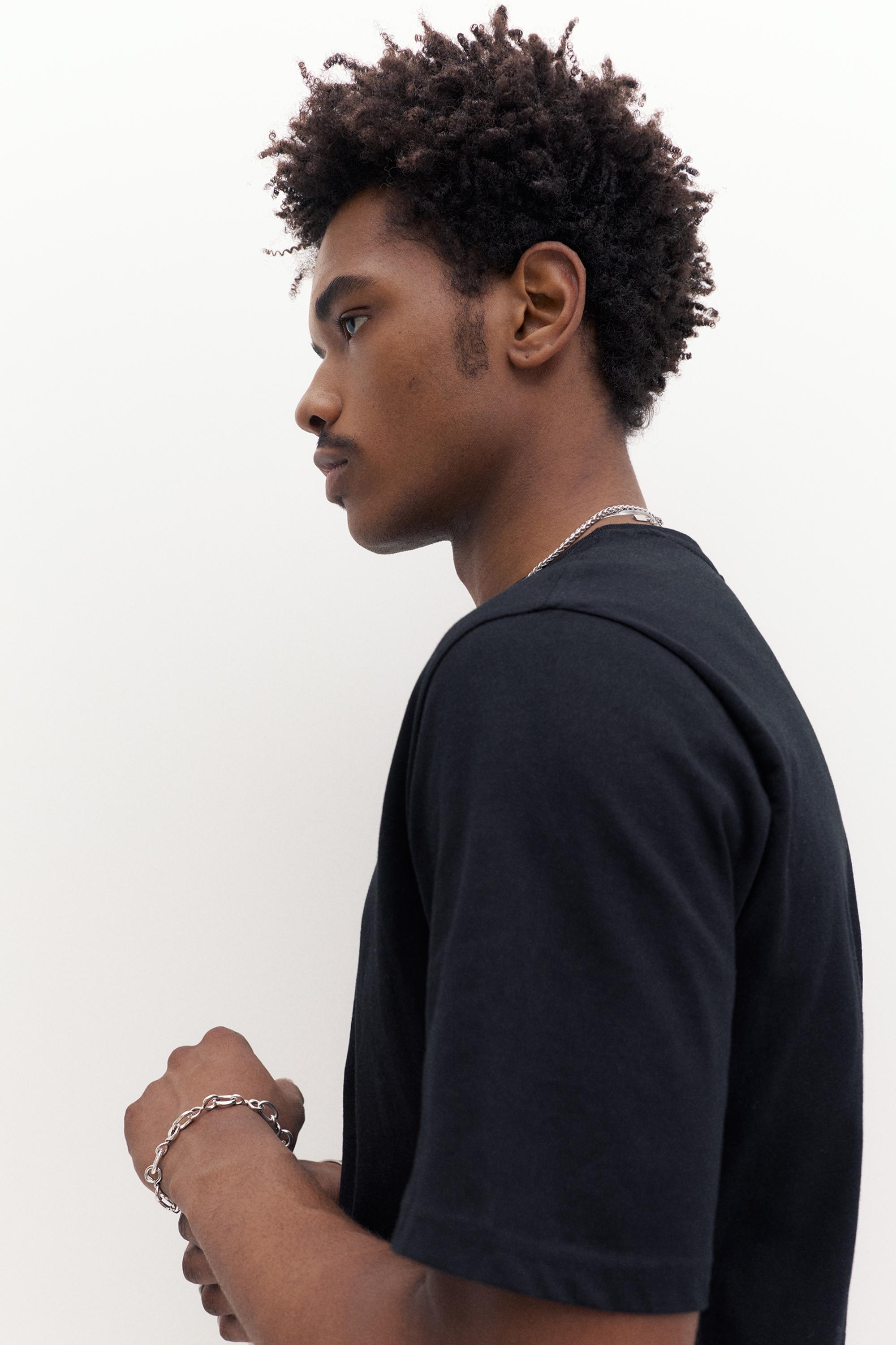 Basic short sleeve cotton T-shirt — Black