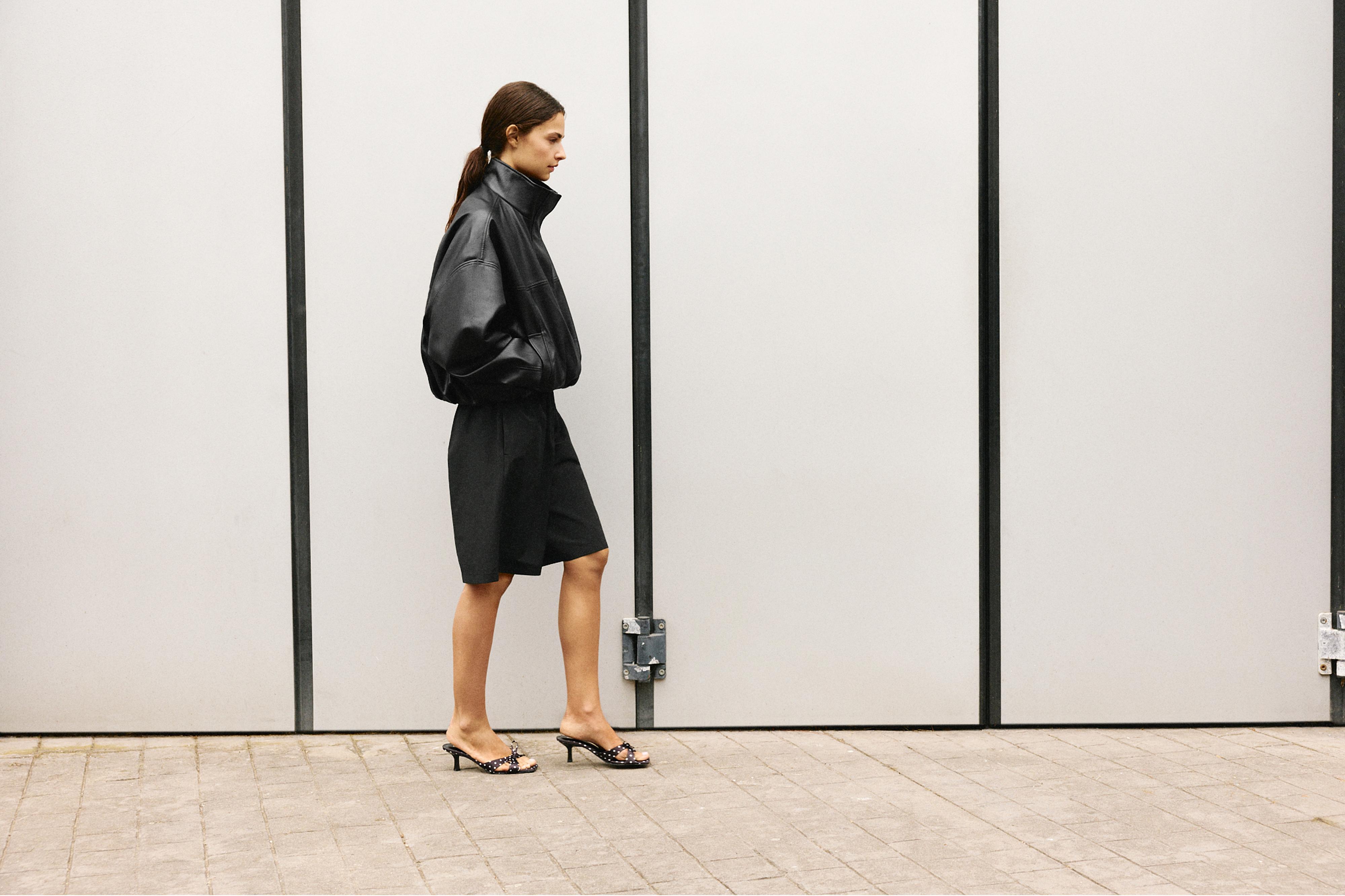 Leather effect balloon jacket — Black