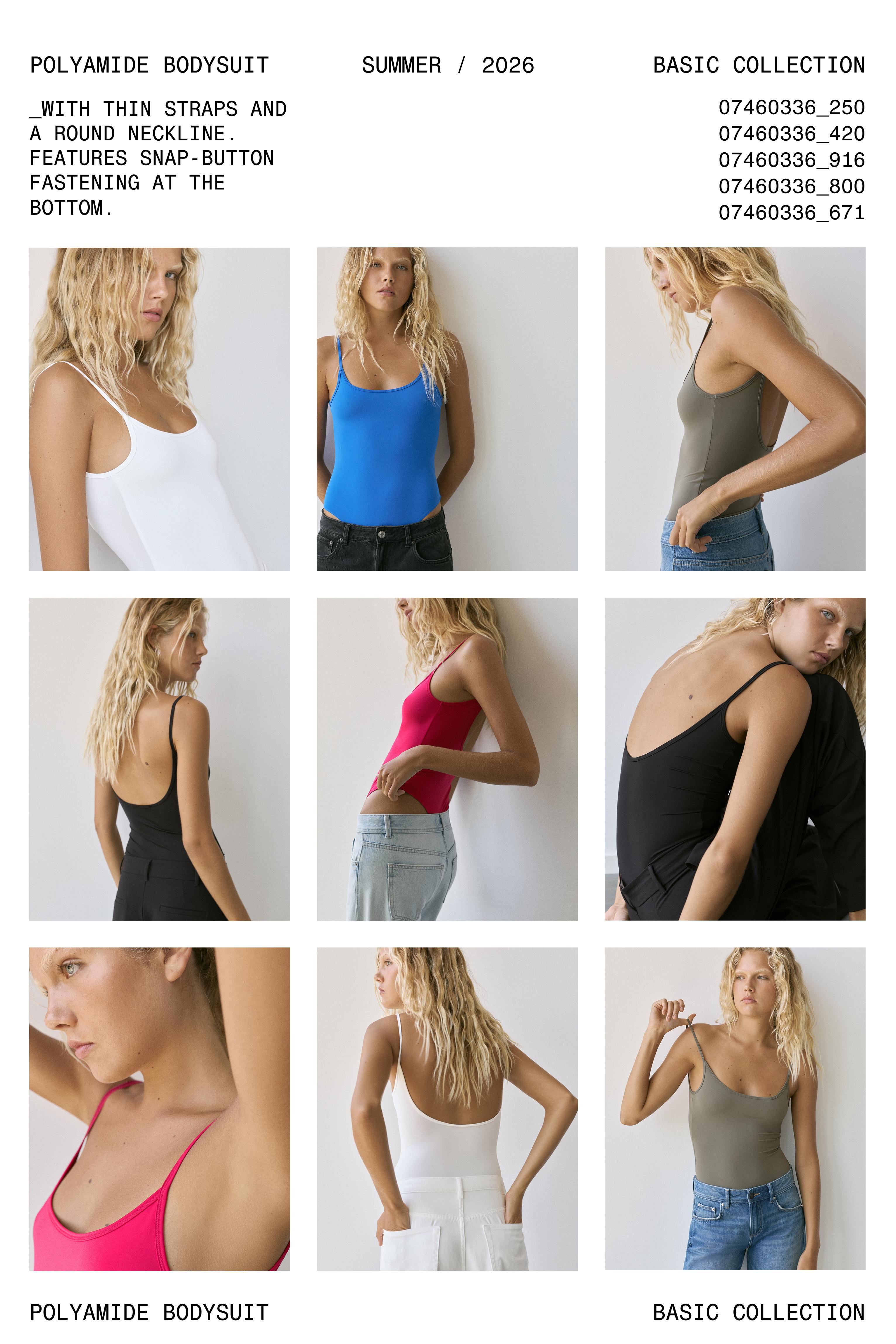 Polyamide bodysuit with thin straps — Deep blue