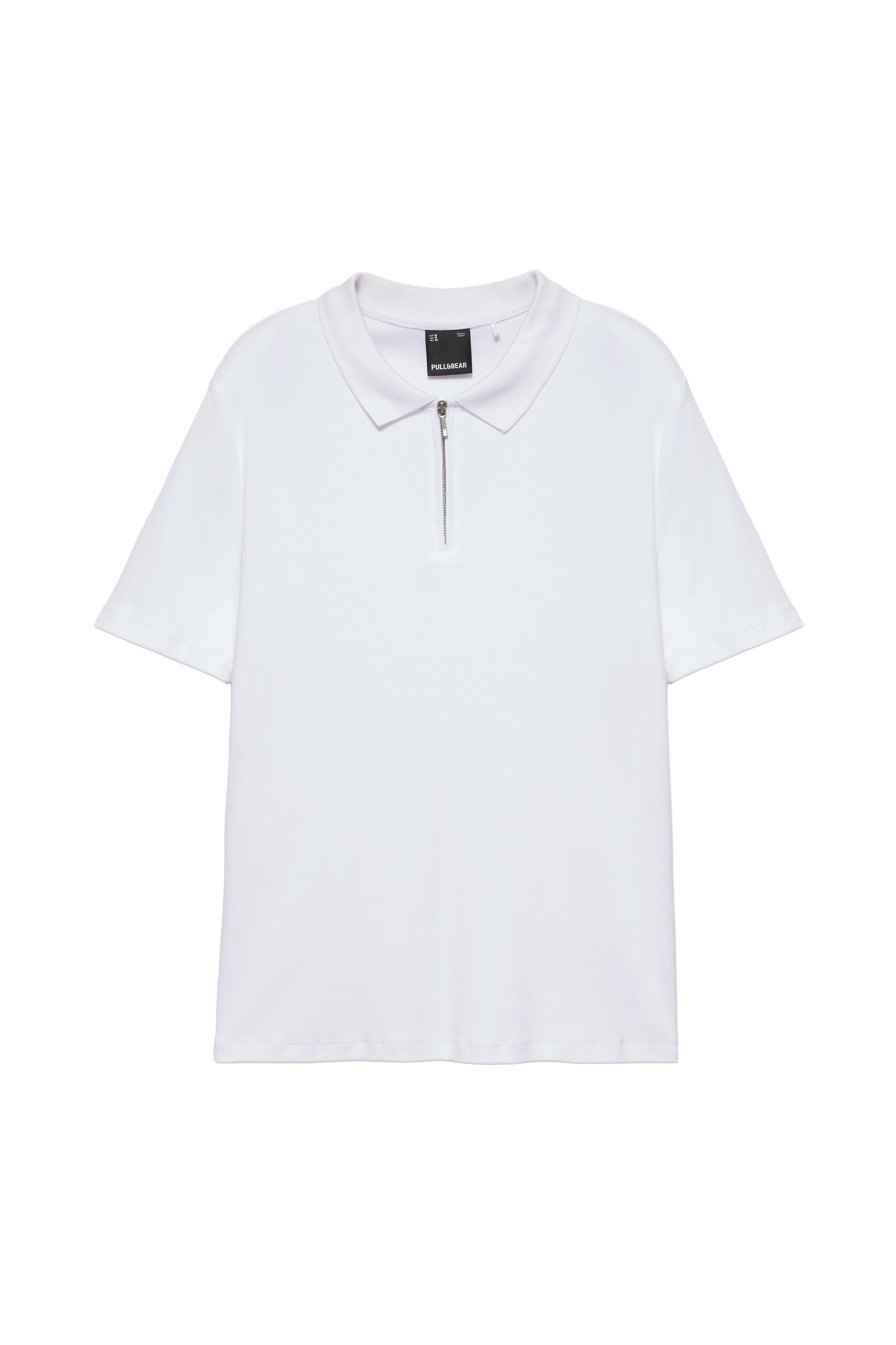 Pull&Bear Fermuarlı kısa kollu polo tişört görsel 4