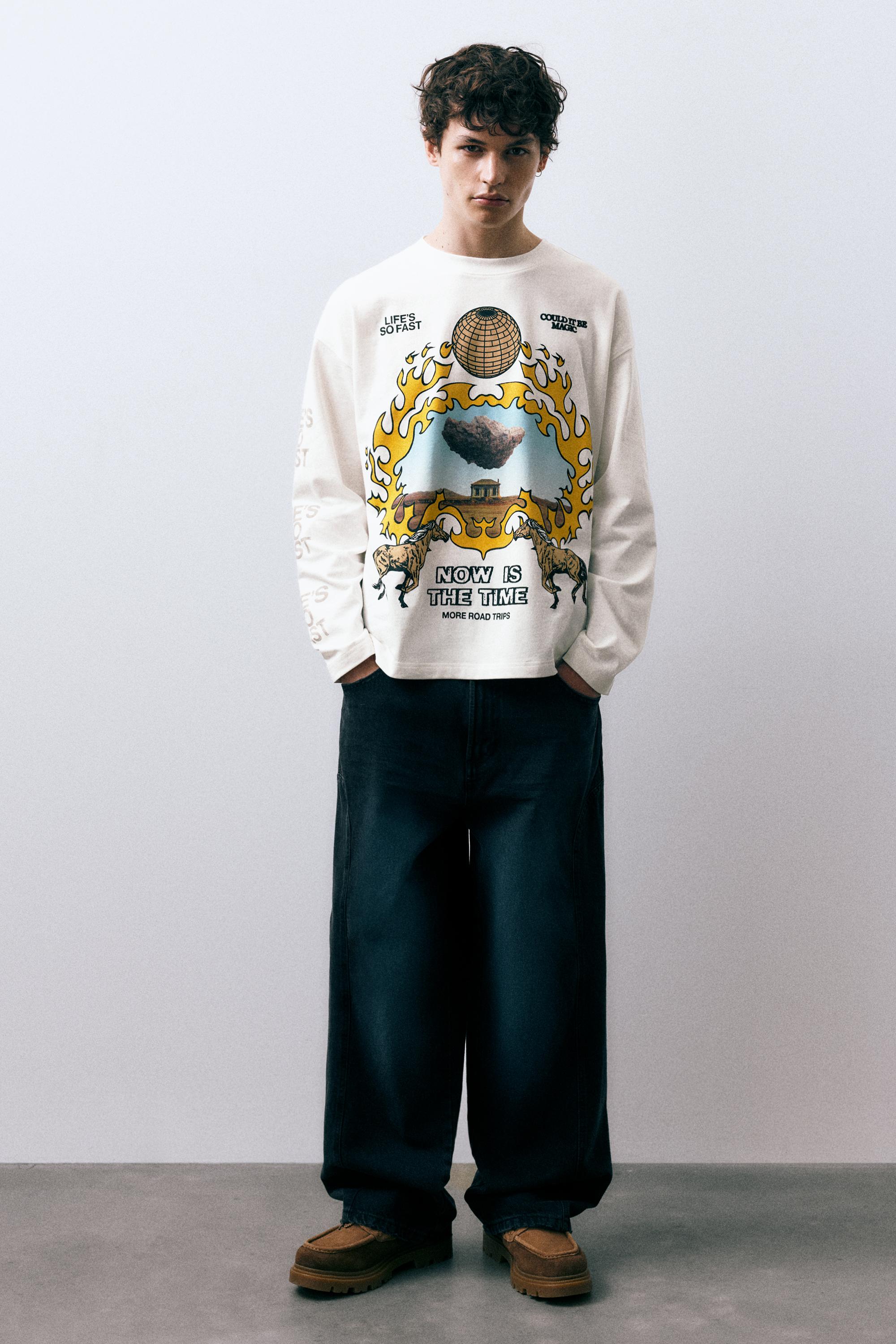 Uzun kollu grafik baskılı tişört - Görsel 22