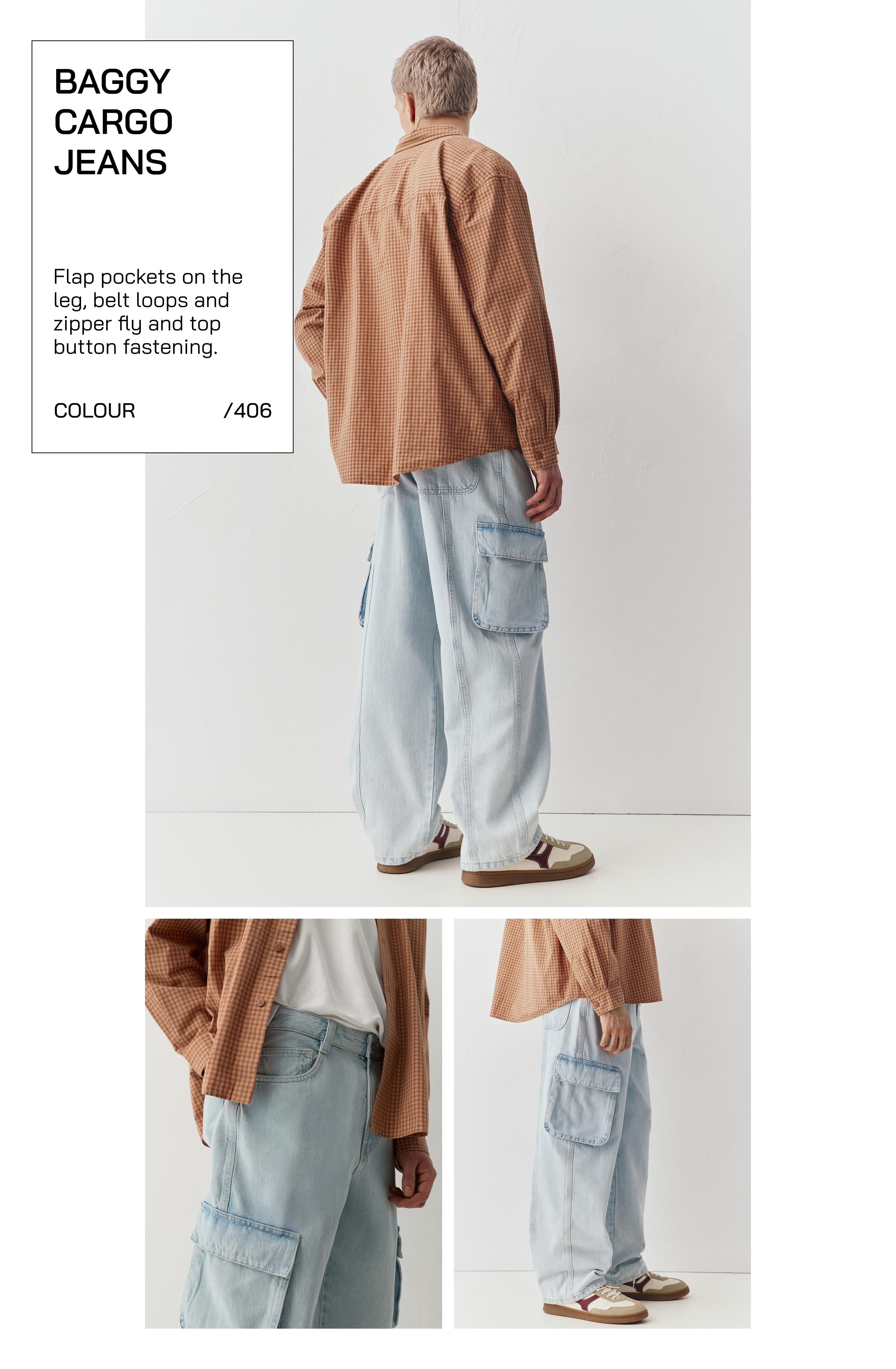 Baggy cargo jeans — Pale blue