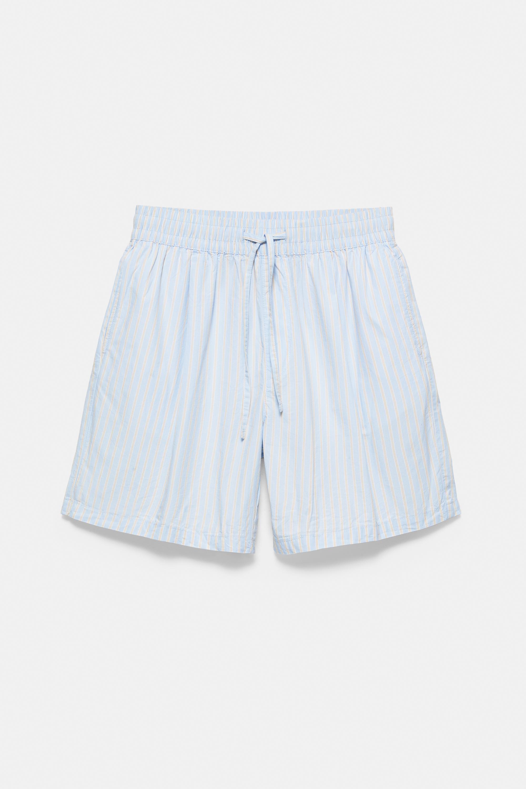Striped pyjama-style Bermuda shorts — Sky blue
