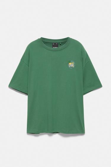 Relaxed embroidered T-shirt — Dark green marl 5