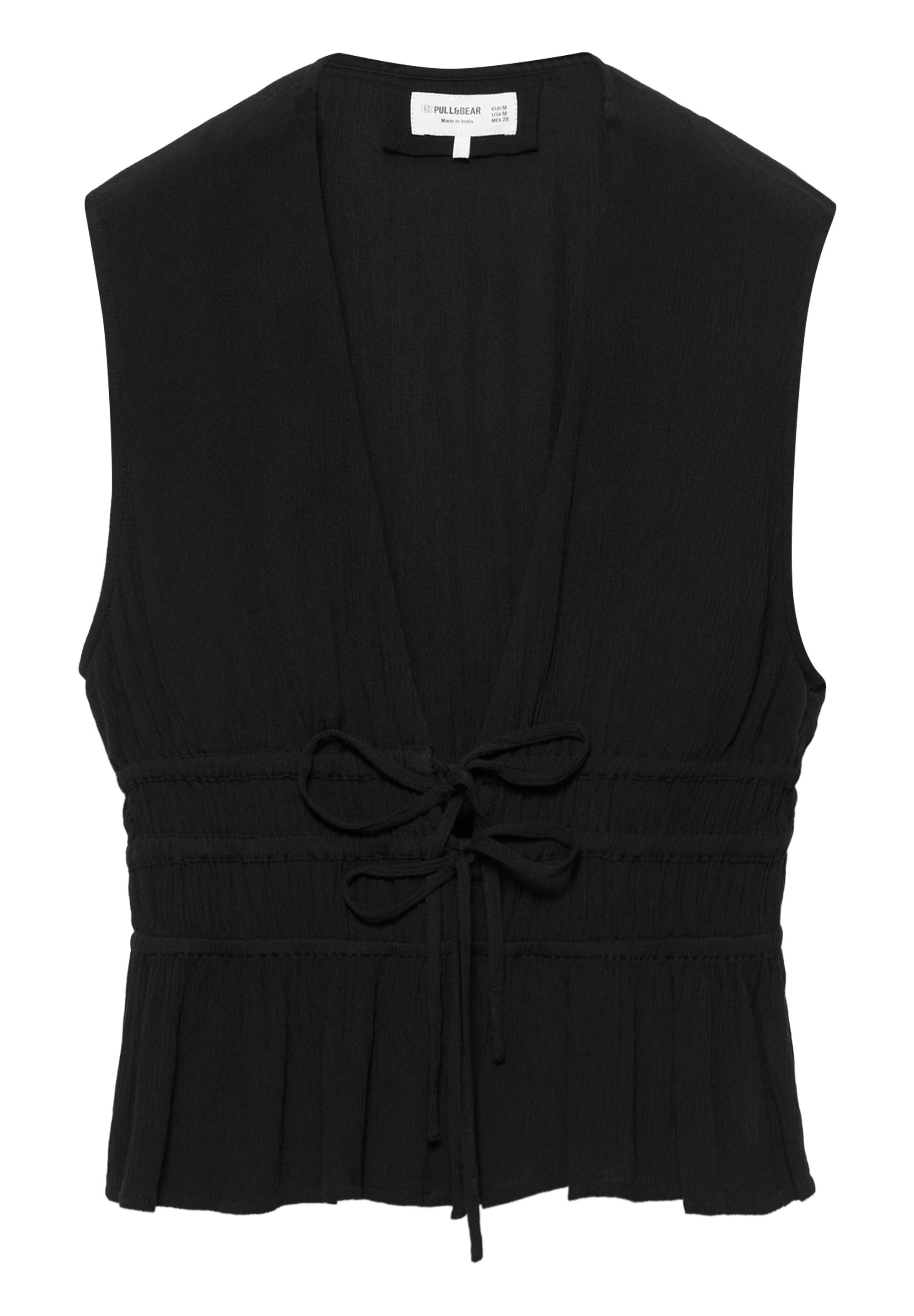 Crepe top with ties — Black