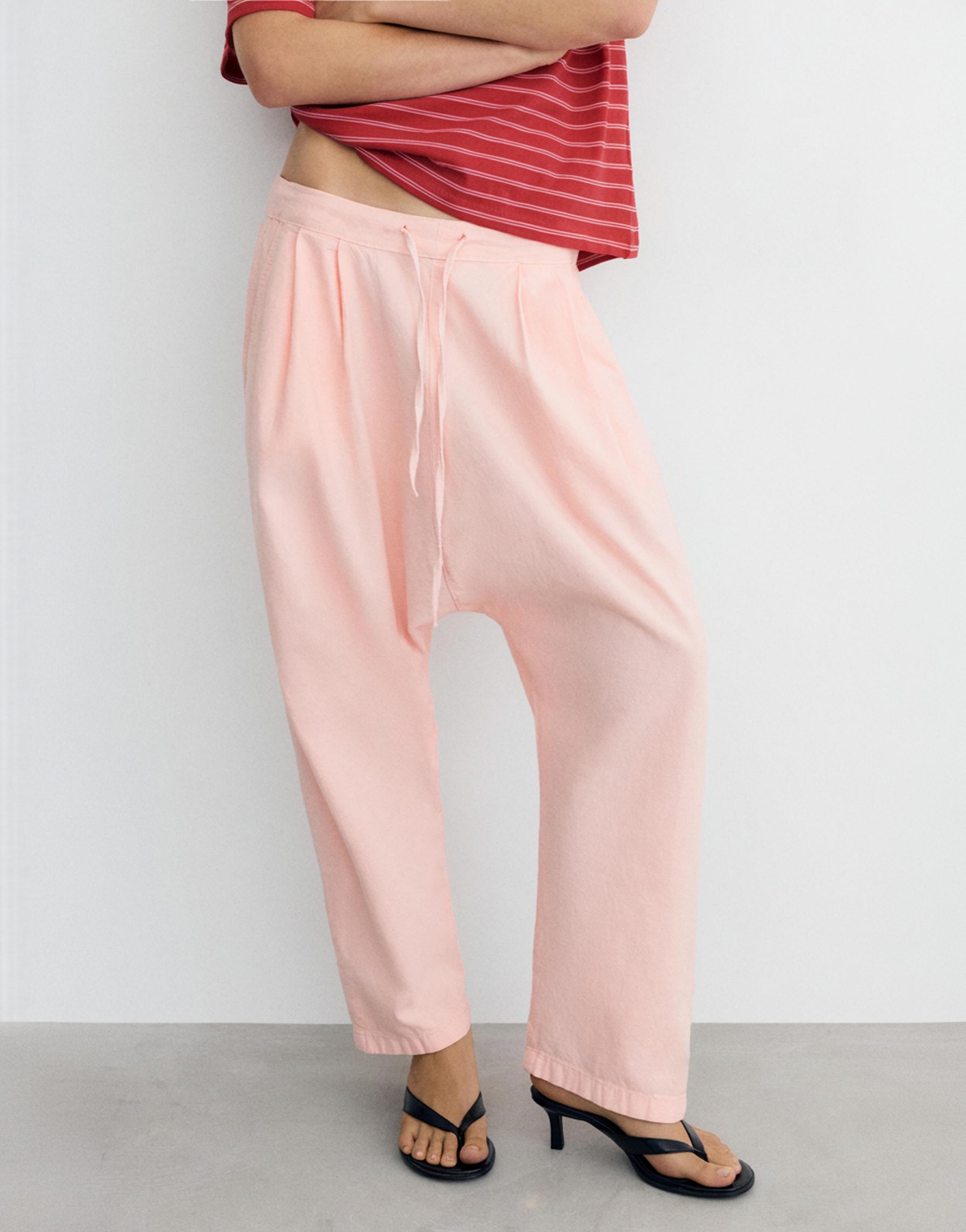 Baggy sarouel trousers with drawstring — Pink