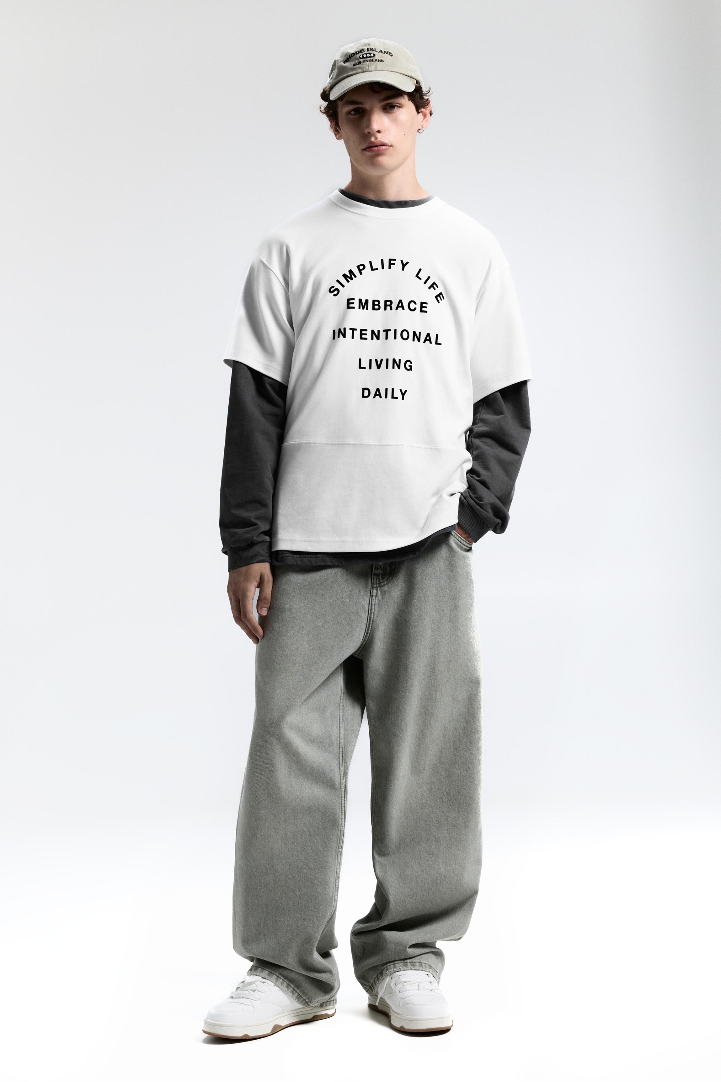 Short sleeve sweatshirt with slogan - pull&bear