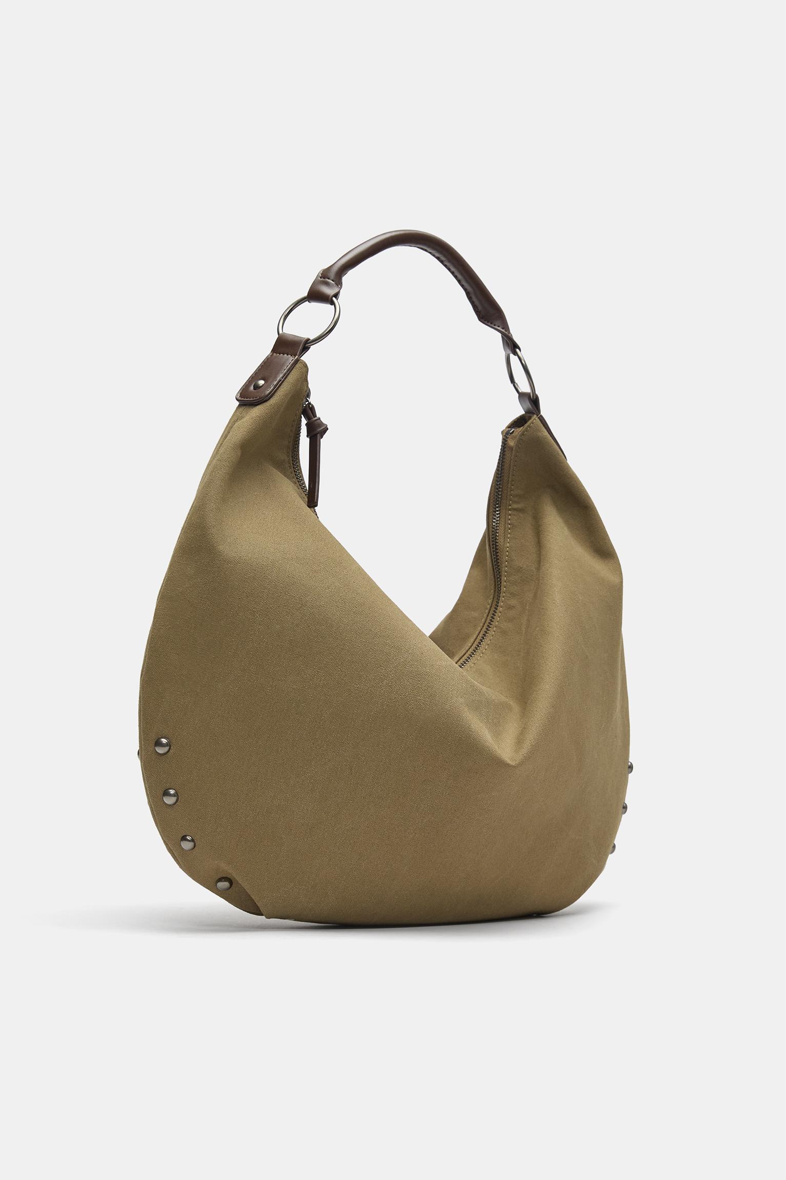 Ring stud tote bag — Beige
