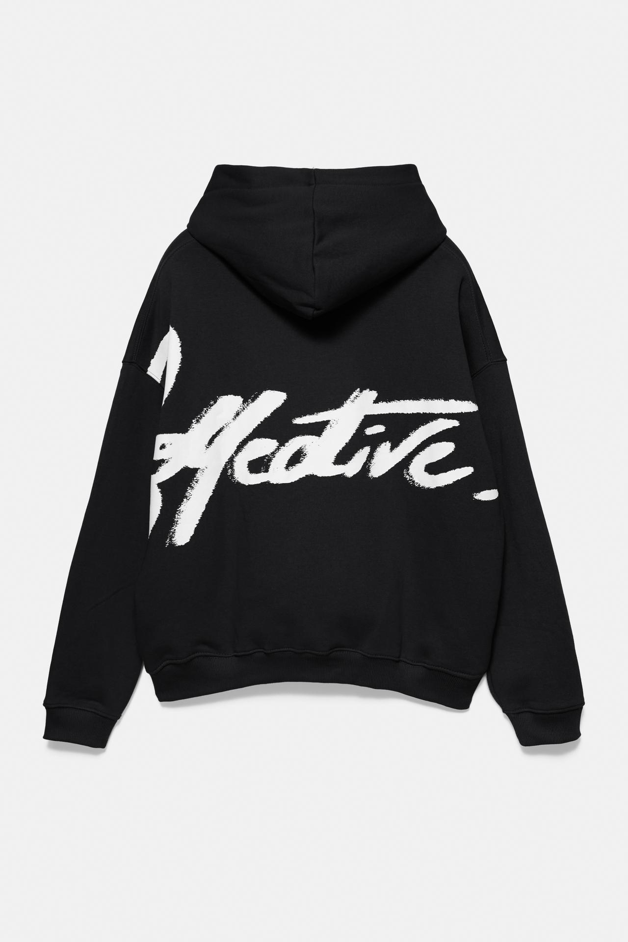 Black STWD sweatshirt with hood — Black