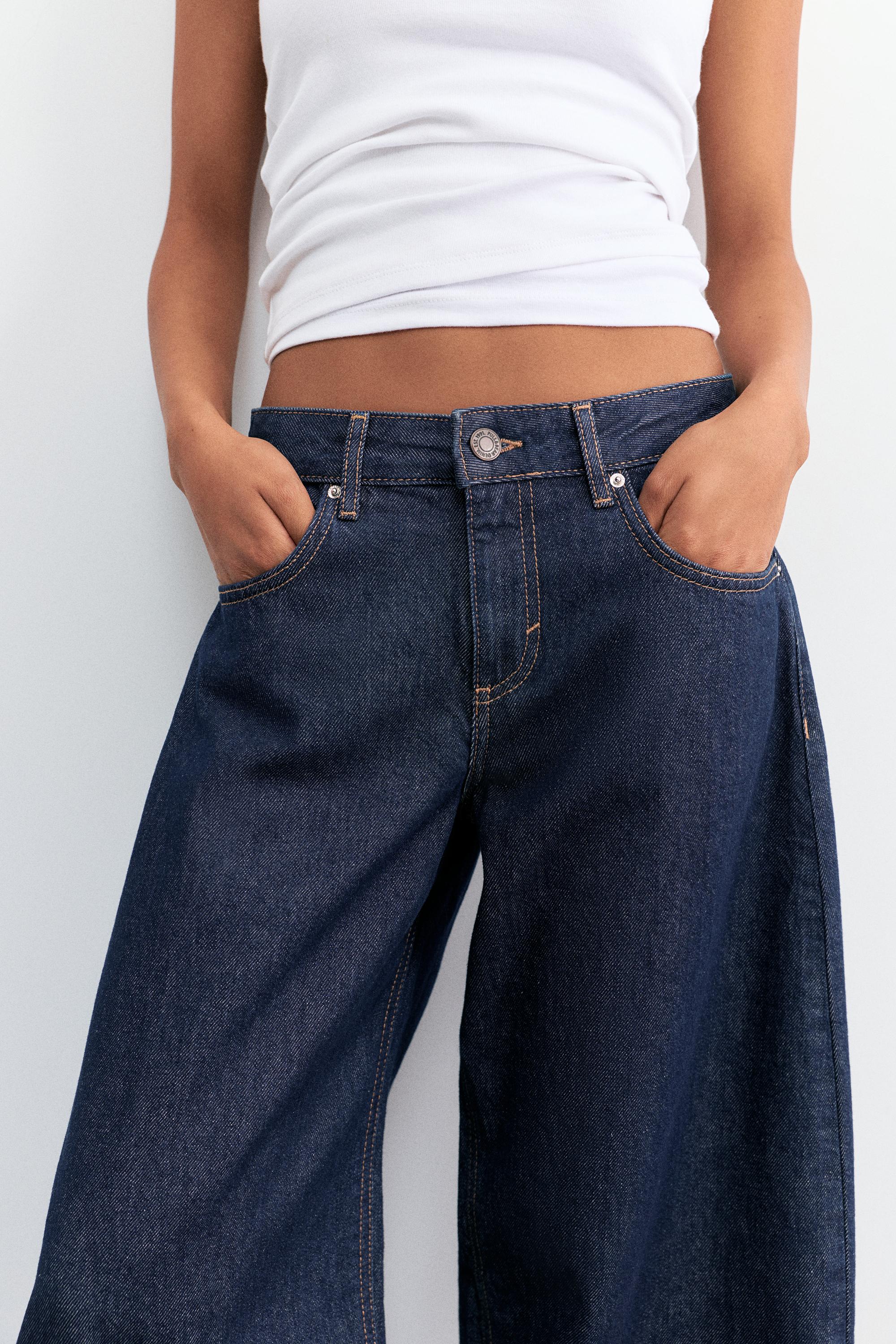 Low-rise barrel jeans — Navy