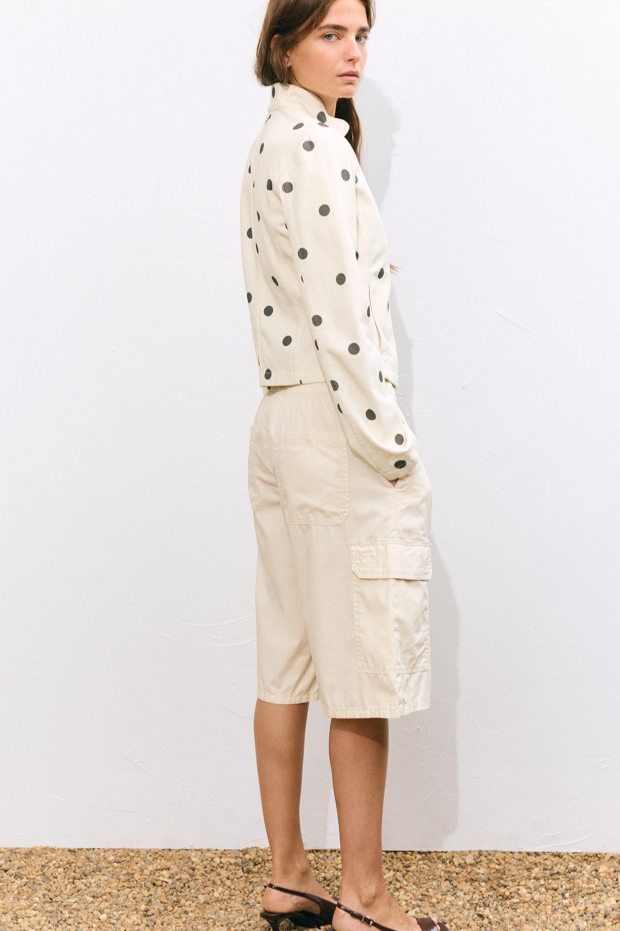 Fitted polka dot jacket — Ecru