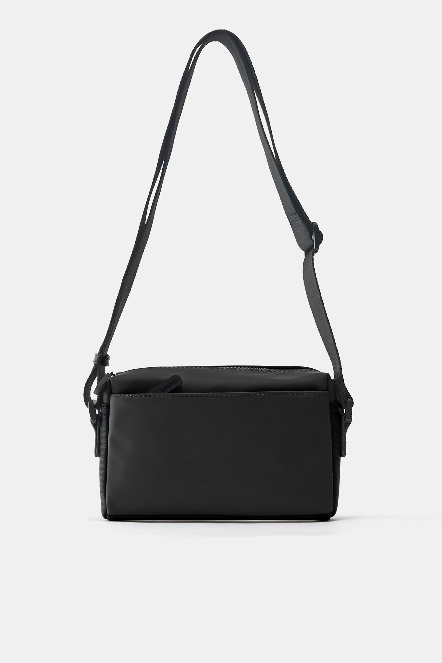 Rubberised crossbody bag — Black